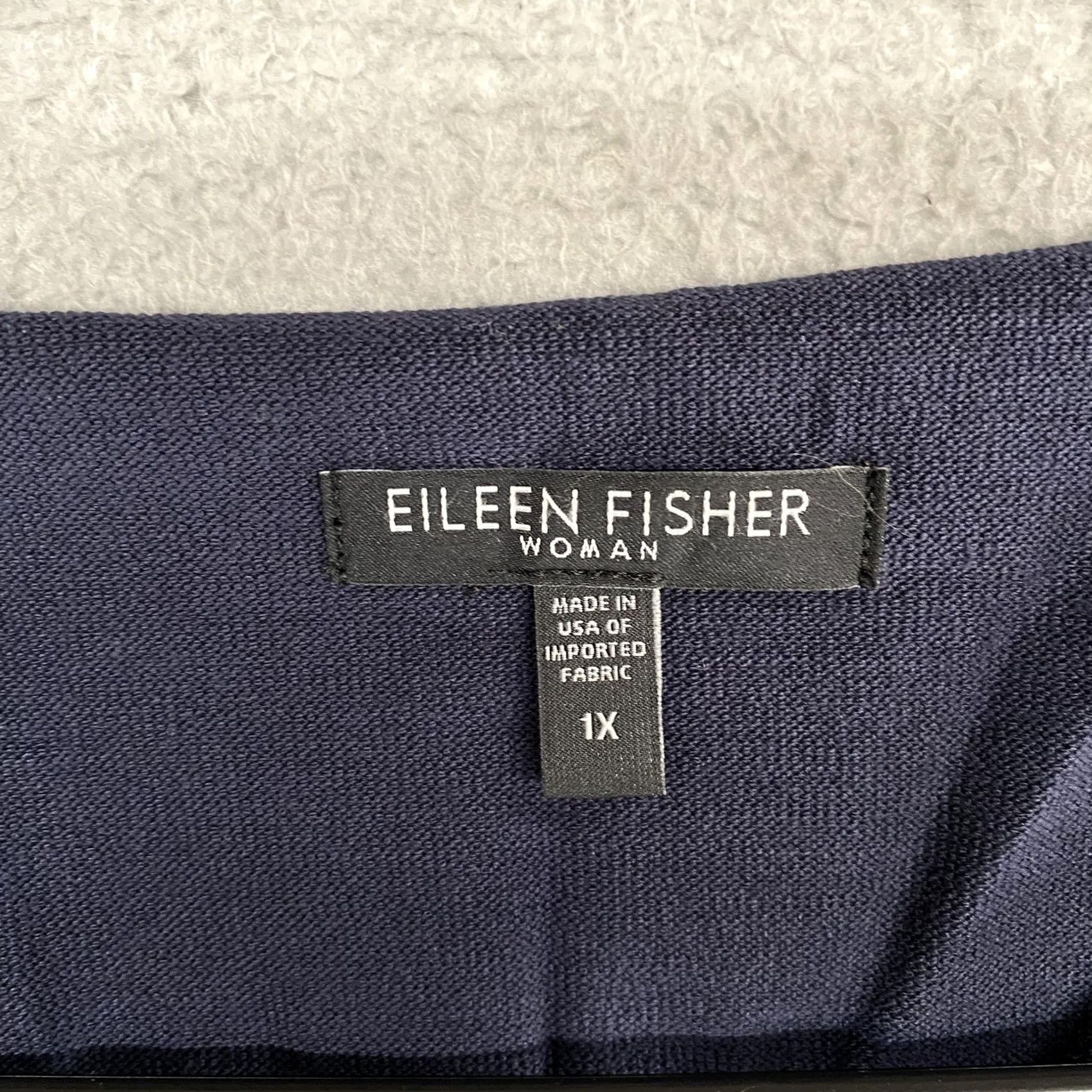 Eileen Fisher Eileen Fisher Coatigan Womens 1X Navy Blue Button Front Crepe Lagenlook Cardigan Size XL / US 12-14 / IT 48-50 - 5 Thumbnail