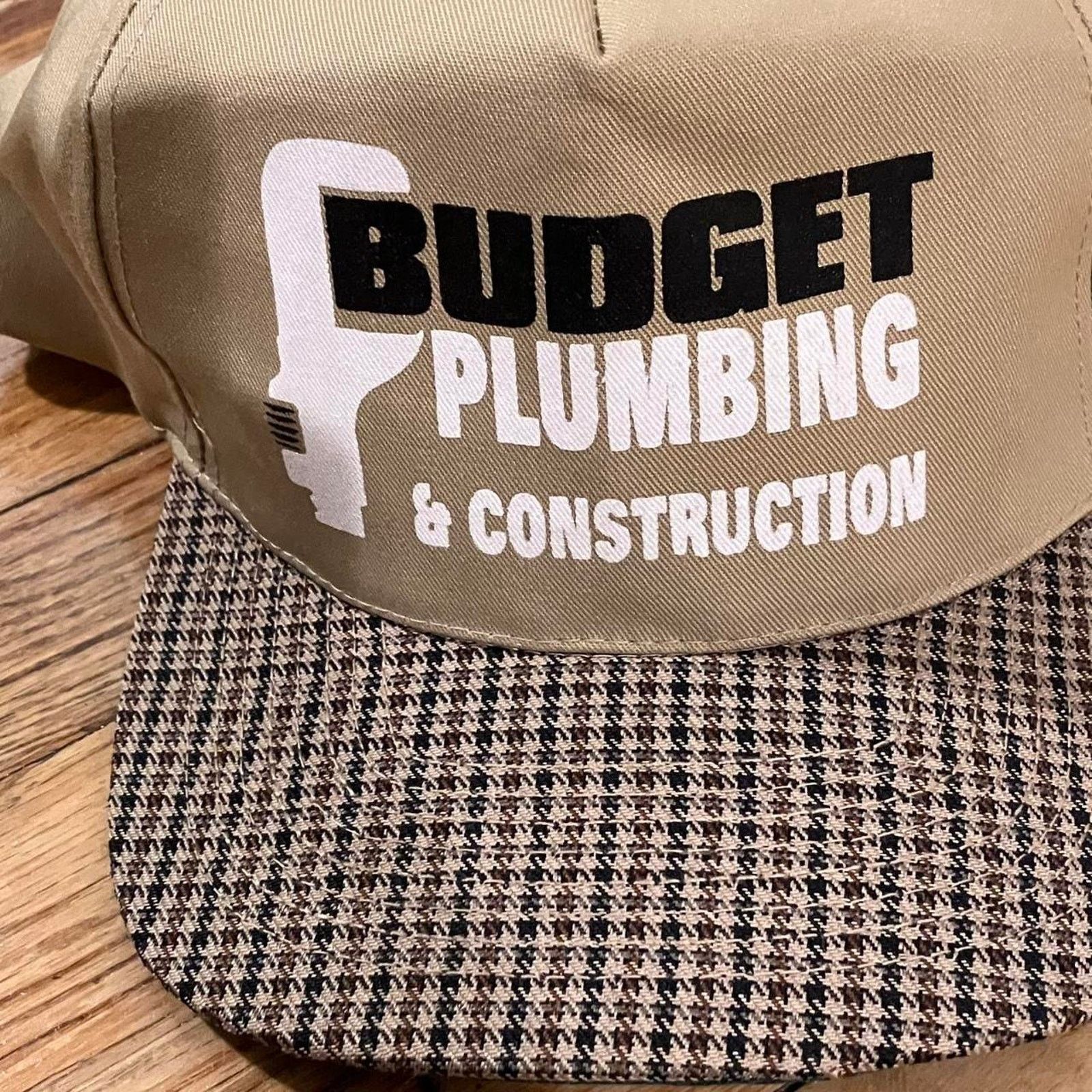Other Tan Black Budget Plumbing Construction SnapBack Trucker Hat Size ONE SIZE - 2 Thumbnail