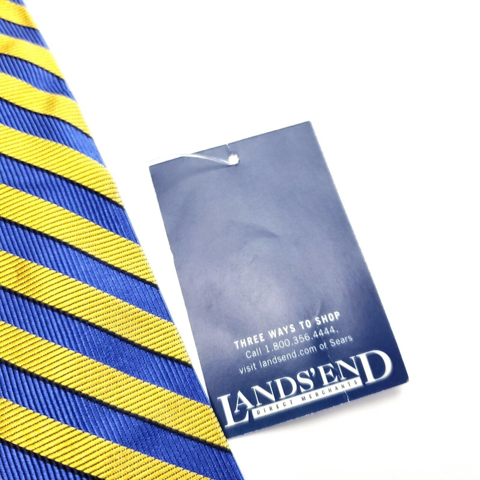 Lands' End NEW Land's End Yellow Blue Striped Woven Silk Tie Size ONE SIZE - 2 Thumbnail