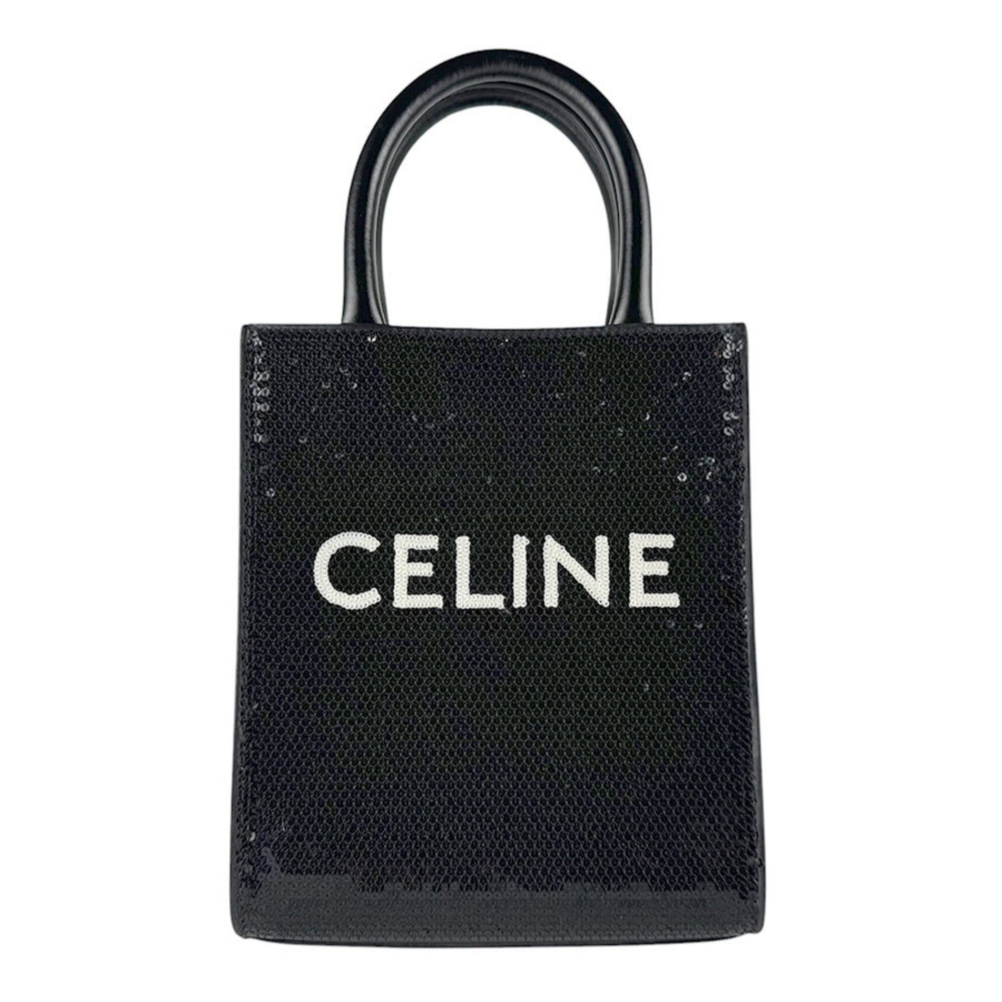 Celine Celine Shoulder Bag Mini Vertical Cabas Sequin Leather Black Women's z9696 Size ONE SIZE - 1 Thumbnail