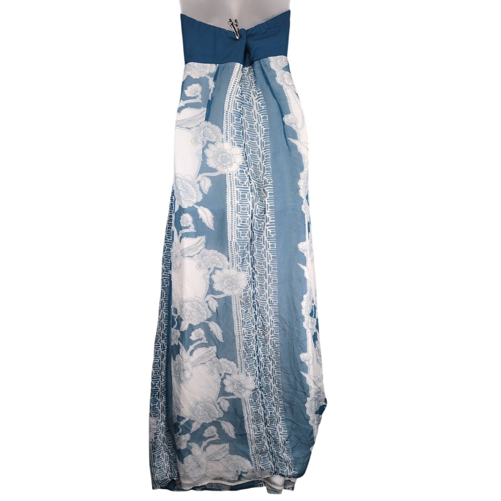 Other Charlotte Russo Sz L Strapless Blue Floral Sheer Maxi Dress Size L / US 10 / IT 46 - 3 Thumbnail