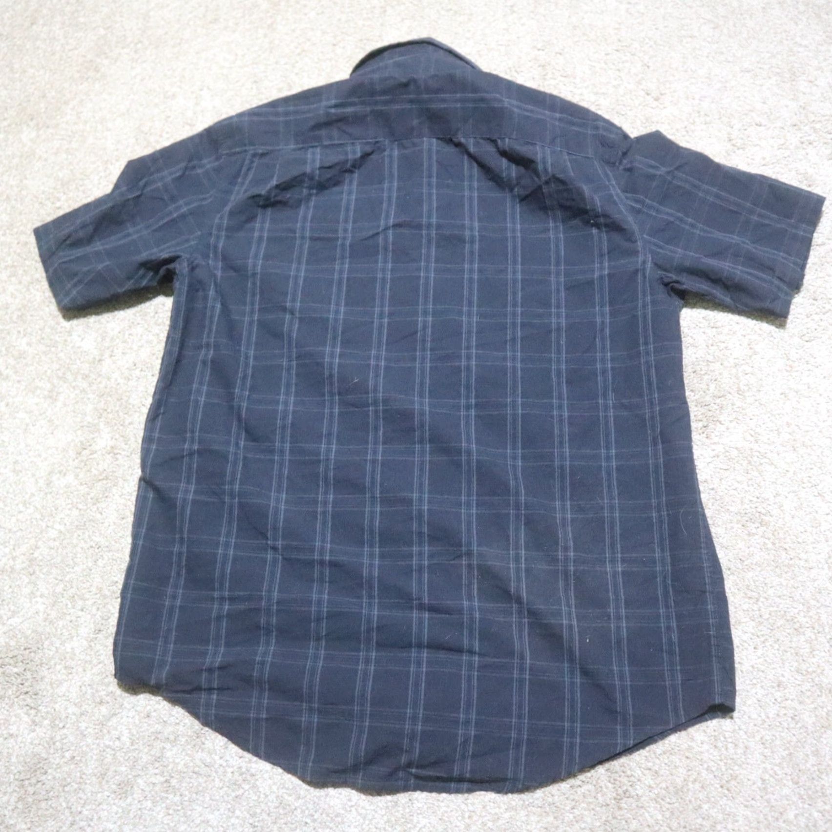 George GEORGE Shirt Plaid Button-Down Short Sleeve Adult M Medium Black Cotton Blend 38-40 Mens Size US M / EU 48-50 / 2 - 7 Thumbnail