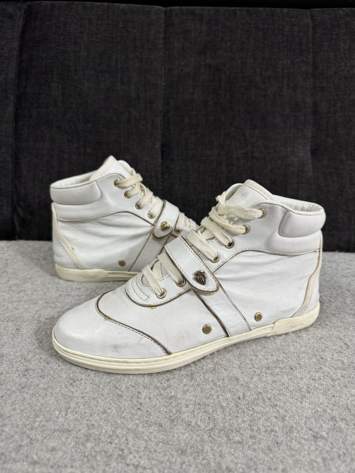 Gucci Gucci Leather High Top Sneakers White Italy size 37 Size US 7 / IT 37 - 1 Thumbnail