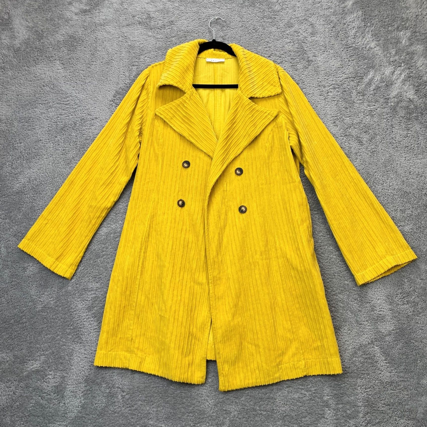 Doublet Bryn Walker Coat Womens Yellow Corduroy Large Double Breasted Long Jacket Ribbed Coat Womens L Yellow Corduroy Size L / US 10 / IT 46 - 2 Thumbnail