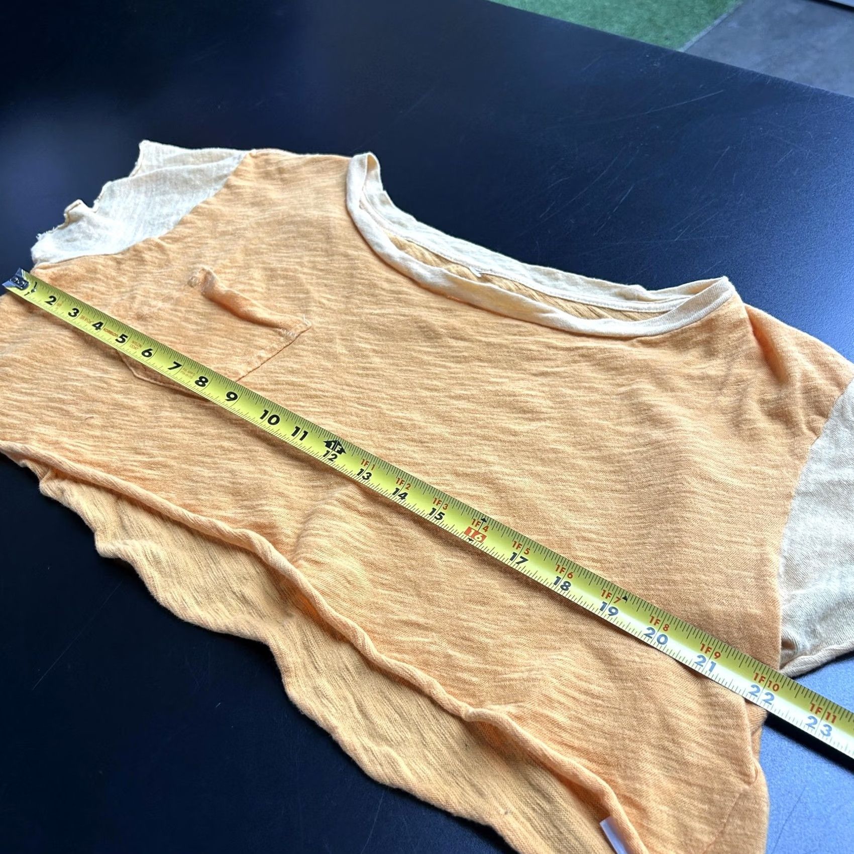 Bdg BDG Shirt Womens Medium Orange Colorblock Cropped Scoop Neck Pocket Tee Top Size M / US 6-8 / IT 42-44 - 6 Thumbnail