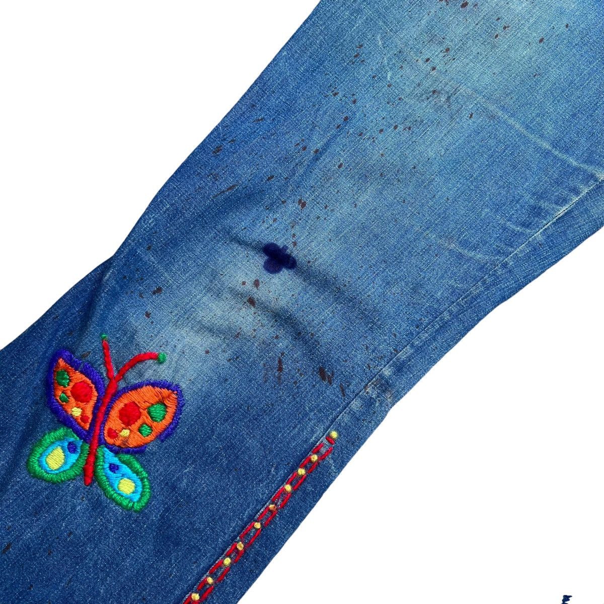Vintage Vintage 1970s Denim Custom Hippie Bellbottom Flare Jeans Size 31" - 6 Thumbnail