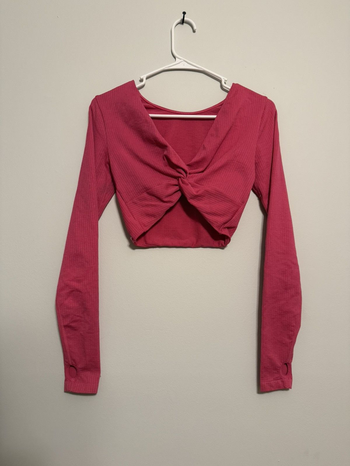 Other Joy Lab Twist-Front Ribbed Long Sleeve Crop Top - Hot Pink Size S / US 4 / IT 40 - 1 Thumbnail