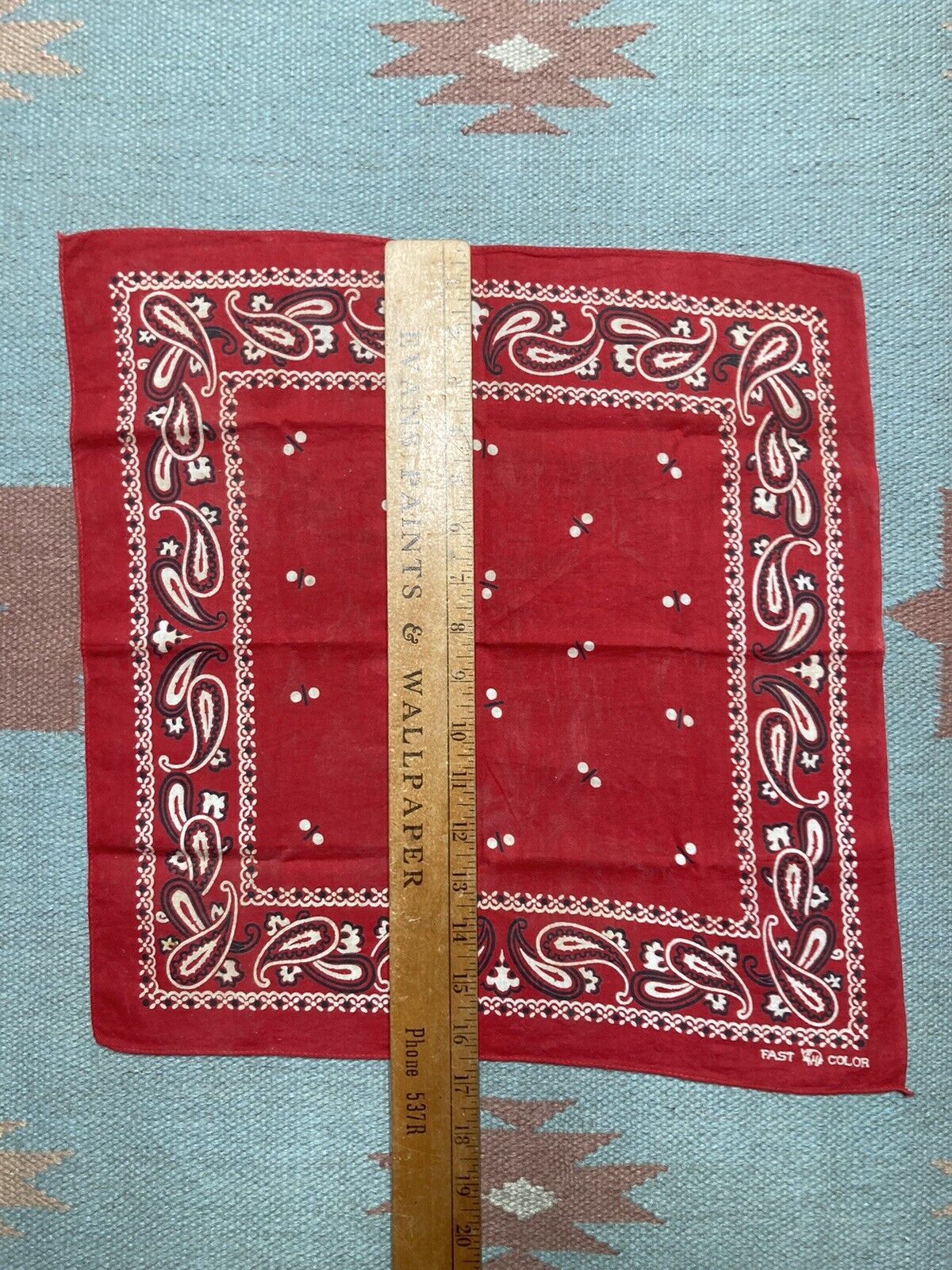 elephant bandana trunk down fast color paisley selvedge dots