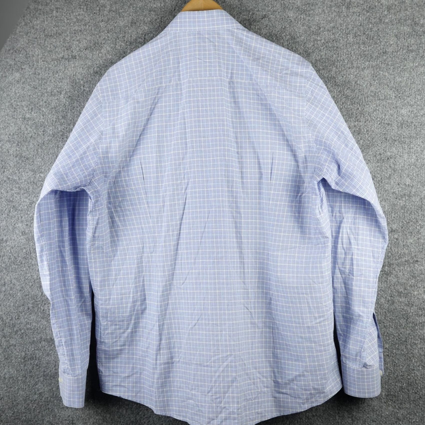 Eton Eton Dress Shirt Mens Blue White Check Contemporary Fit Button Up Cotton 17.5 44 Size 48R - 5 Thumbnail