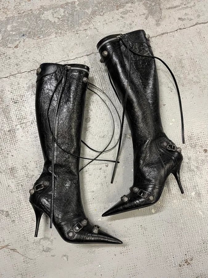 Balenciaga Balenciaga City Studded Cagole 90 Black Heels Boots Size US 7 / IT 37 - 1 Thumbnail