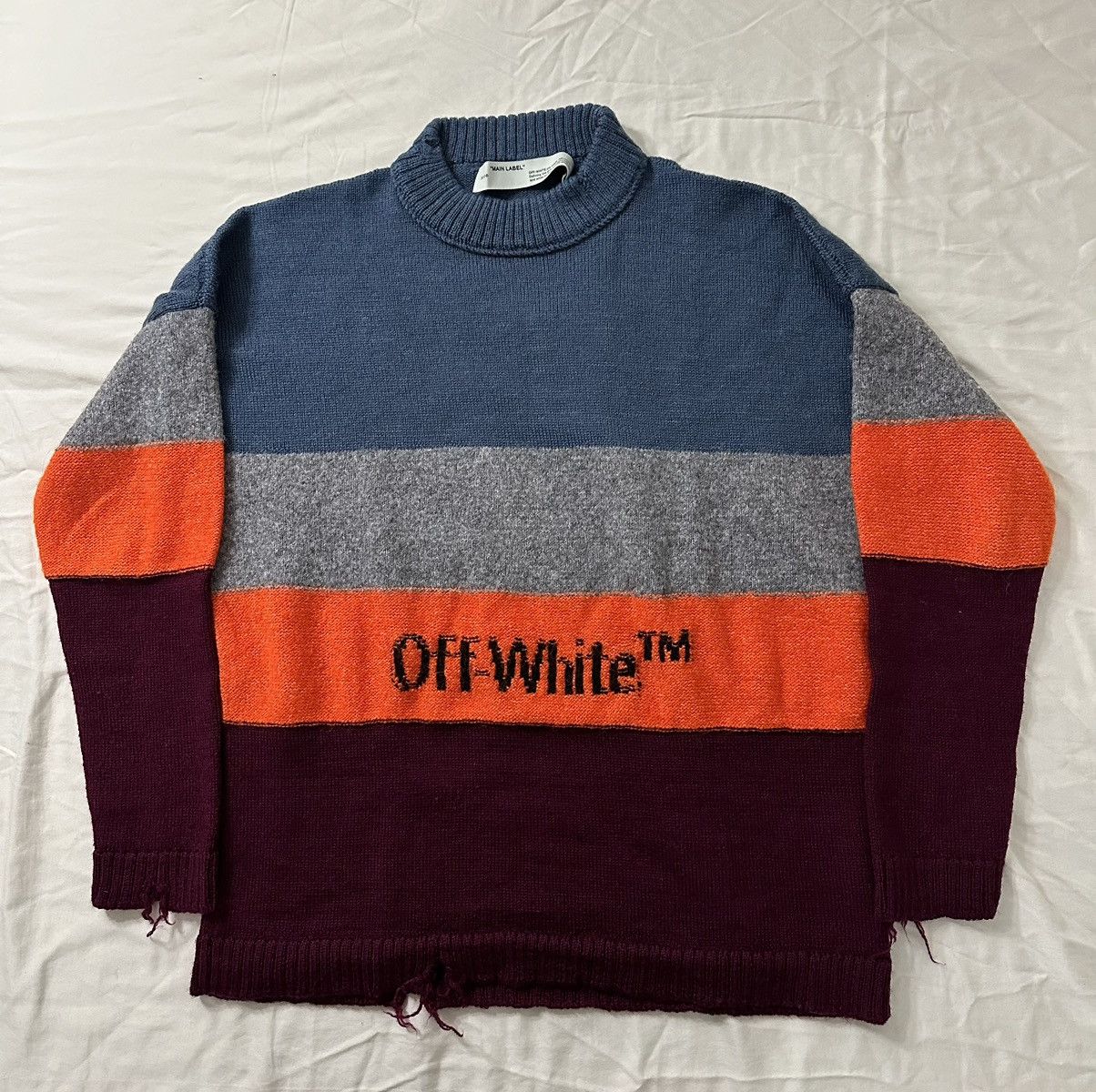 image of Off White Off-White Distressed Sweater in Orange, Men's (Size Medium)