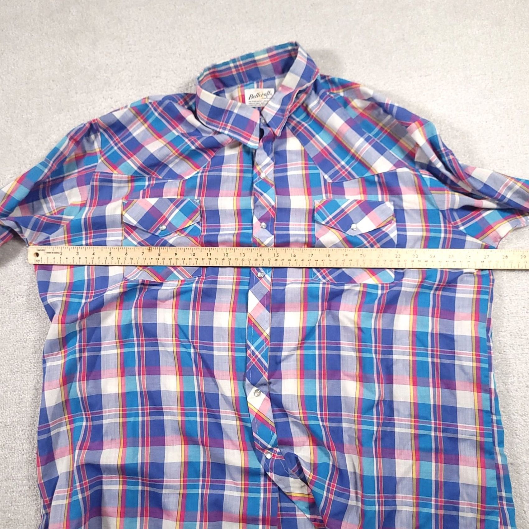 Vintage VINTAGE Bellcraft Western Rockabilly Shirt Mens 2XL Blue Pearl Snap Long Sleeve Plaid Size US XXL / EU 58 / 5 - 3 Thumbnail