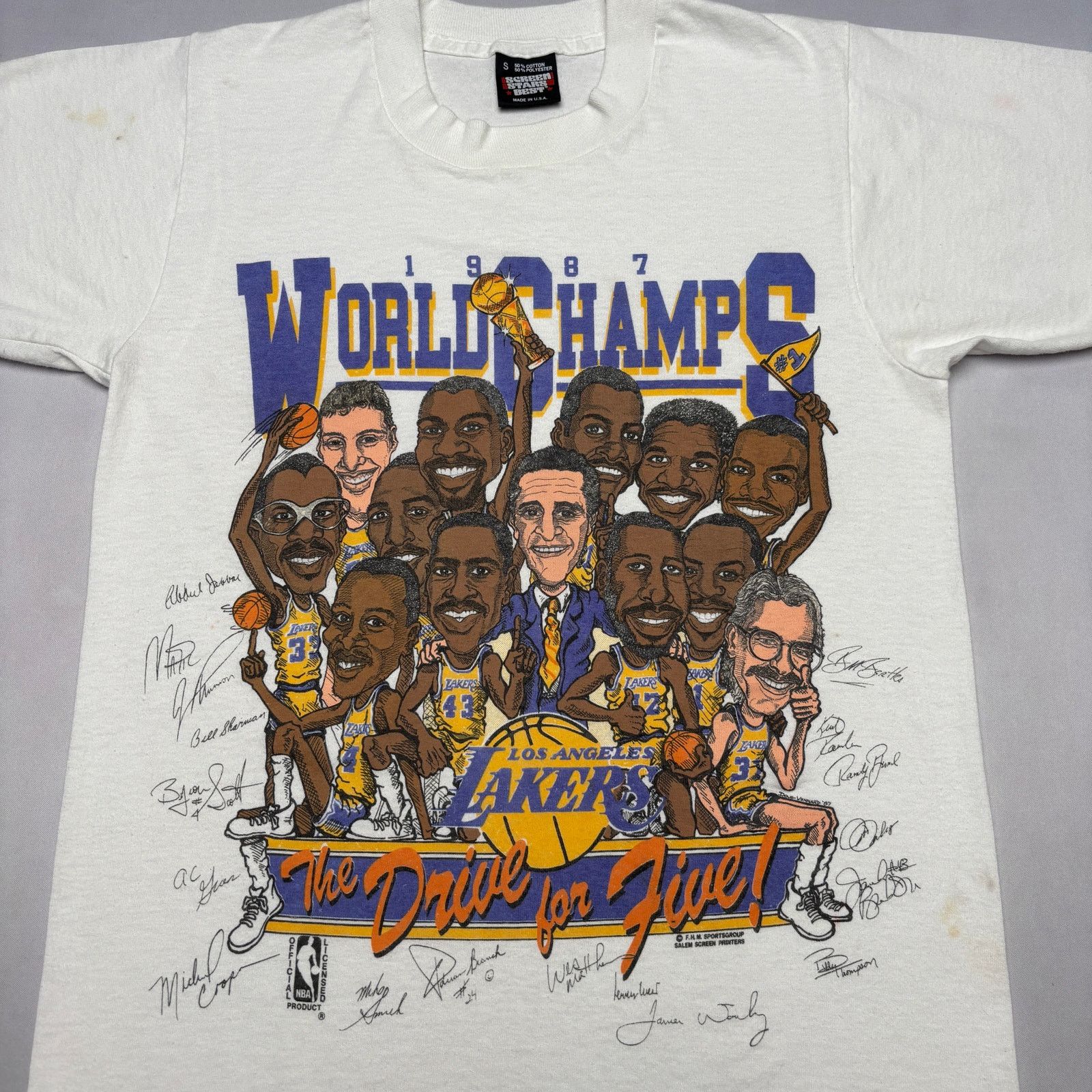 Vintage Vintage 1987 Lakers World Champs Tee Shirt Men's Small Size US S / EU 44-46 / 1 - 2 Thumbnail