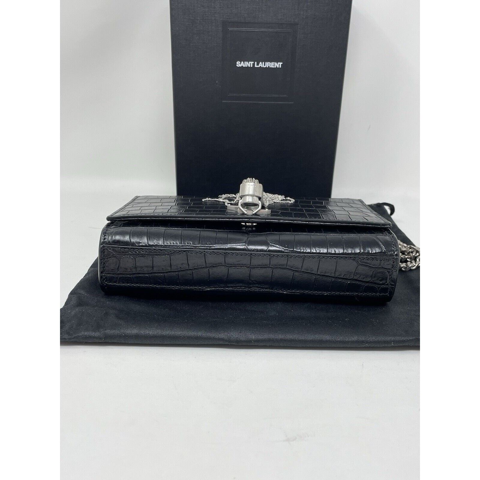 Yves Saint Laurent Calfskin Crocodile Embossed Small Classic Kate Tassel Size ONE SIZE - 20 Thumbnail
