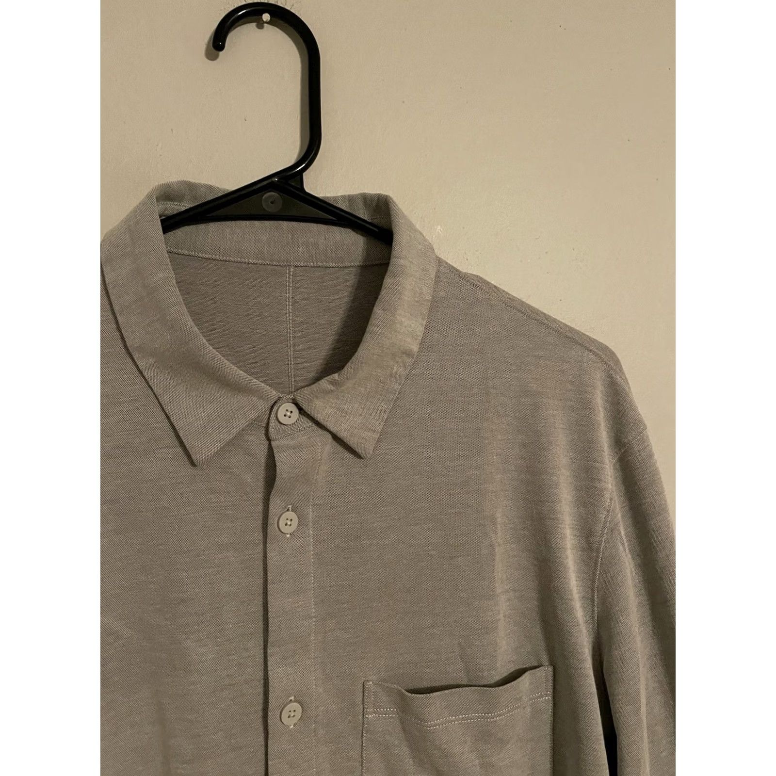 Lululemon Lululemon Commission Gray Long Sleeve Button Up Dress Shirt - Men's Large Shirt Regular Knit Black Color 30/22.5/26.5 2000s Size 42R - 2 Thumbnail