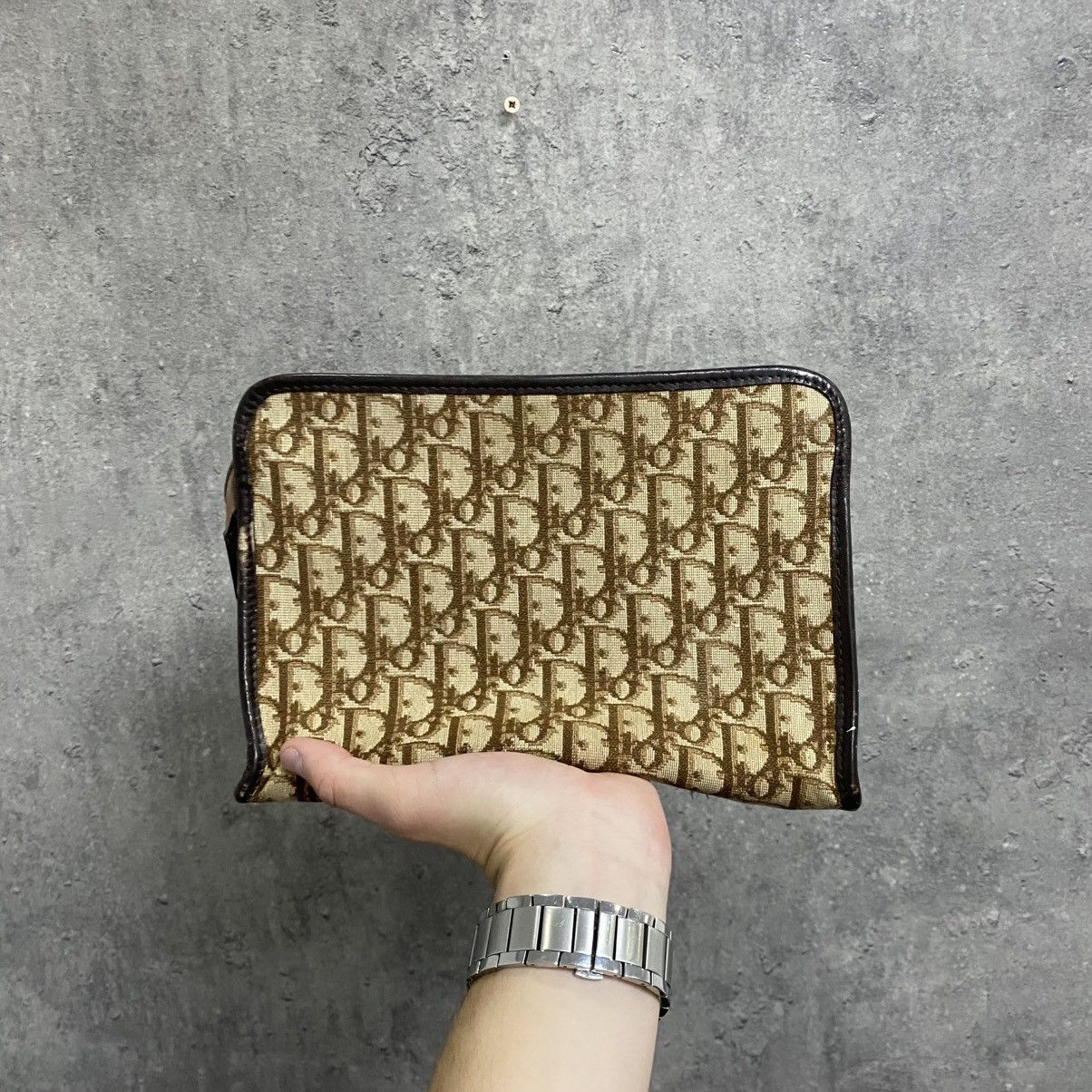Dior Vintage Brown Monogram Christian Dior Clutch Bag Size ONE SIZE - 1 Thumbnail