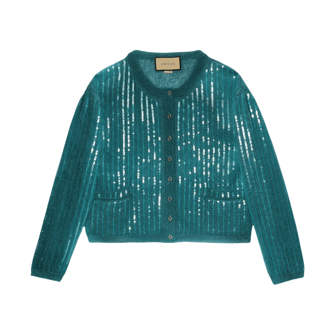 Gucci o1la5ras0526 Mohair Silk Cardigan in Teal Blue Size M / US 6-8 / IT 42-44 - 1 Preview
