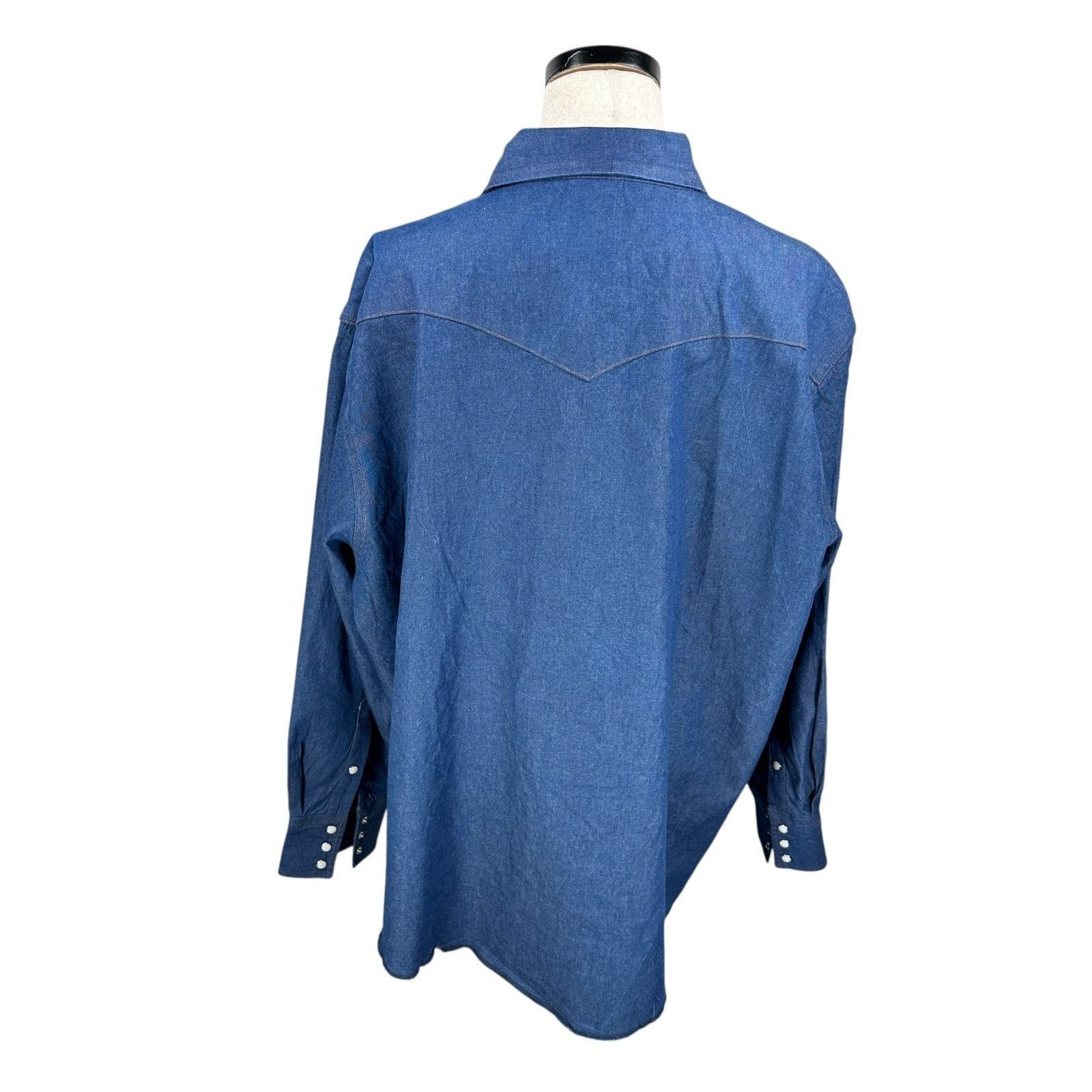 Wrangler Wrangler Denim Shirt Men’s 3X Big Blue Western Long Sleeve Size US XXL / EU 58 / 5 - 5 Thumbnail