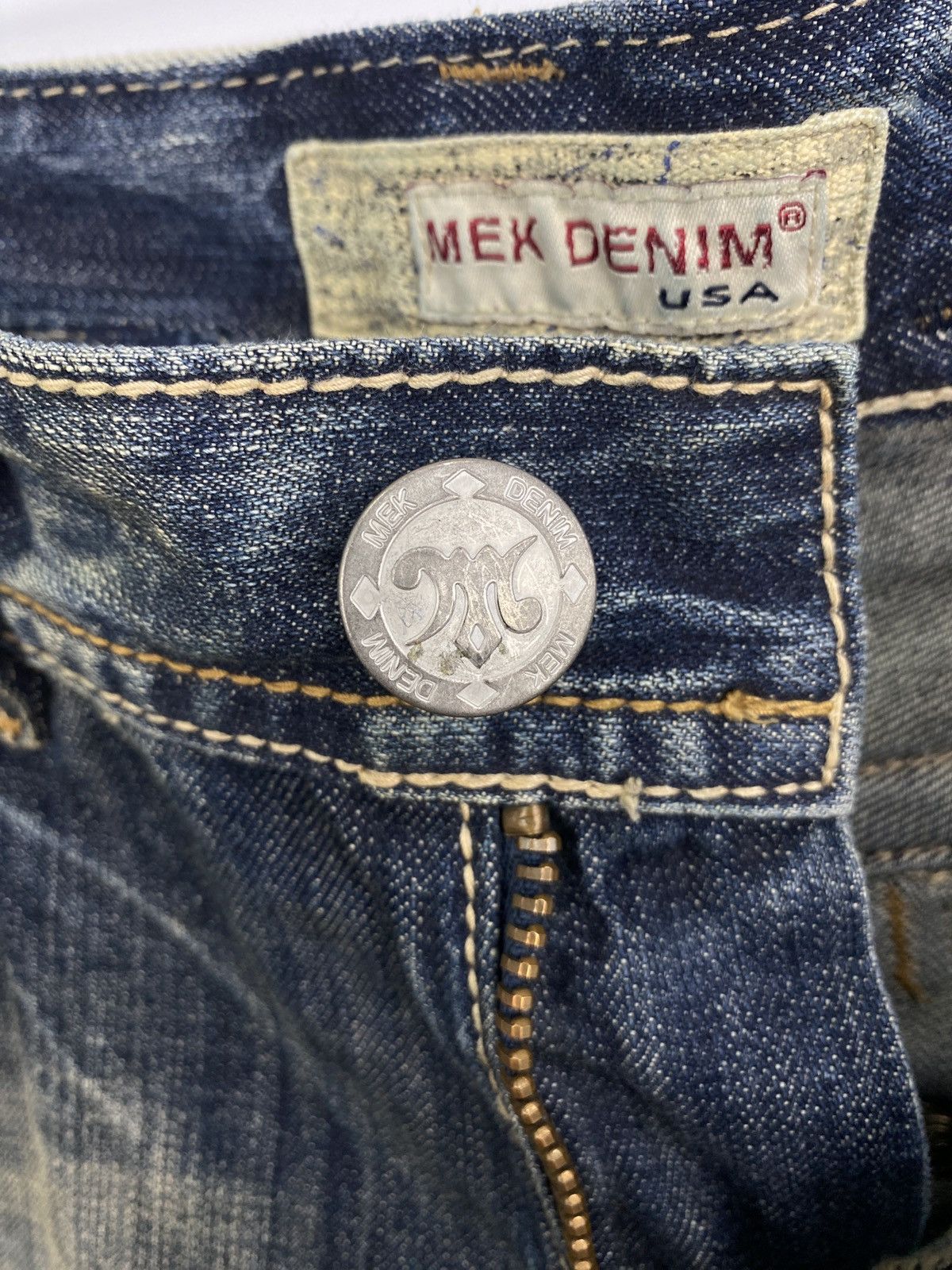4GSELLER 🇯🇵 Y2K MEK Denim USA Trashed Faded Japan Style Jeans Rare Size US 34 / EU 50 - 14 Thumbnail