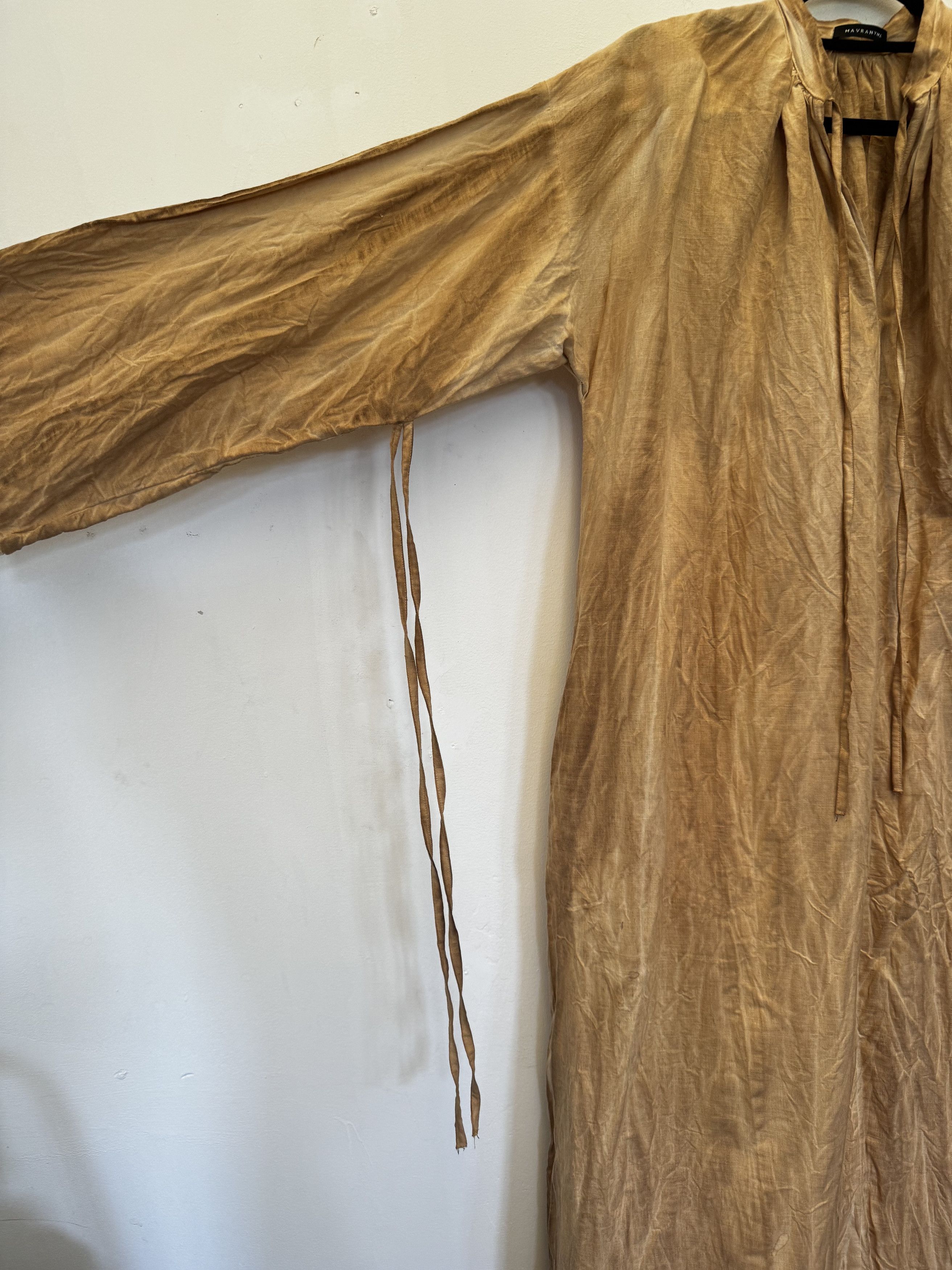 Mavranyma Loose linen dress dyed with coffee Size M / US 6-8 / IT 42-44 - 4 Thumbnail