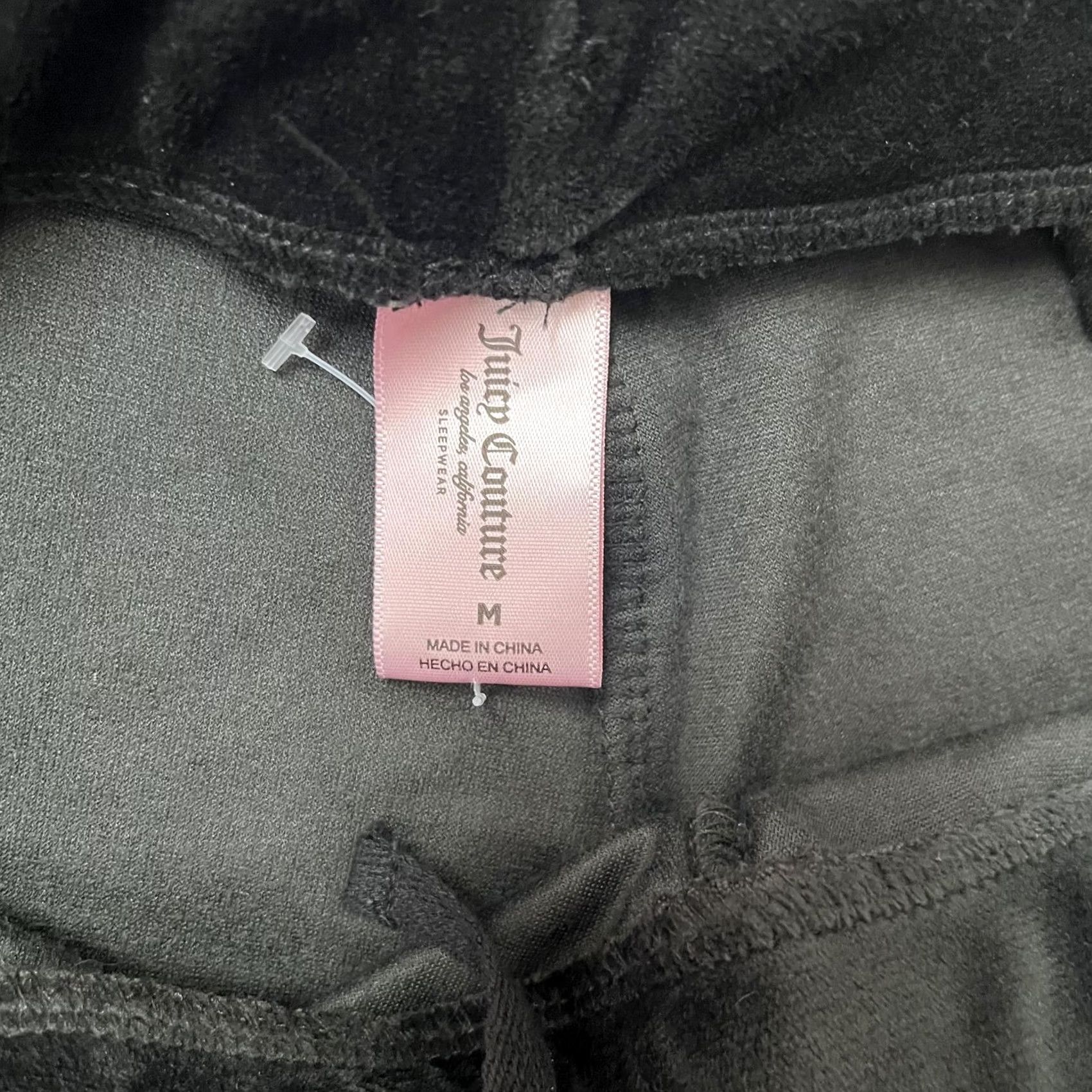 Juicy Couture Juicy Couture Pants Womens Medium Black Velour Rhinestone Logo Joggers Sleepwear Size 32" / US 10 / IT 46 - 3 Thumbnail