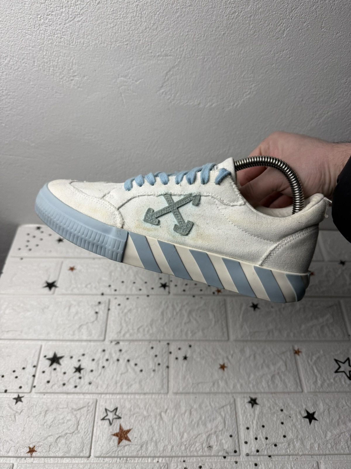 Off-White Off-White Low Vulcanized Canvas White/Blue US7 UK6.5 EUR41 Size US 7 / EU 40 - 2 Thumbnail