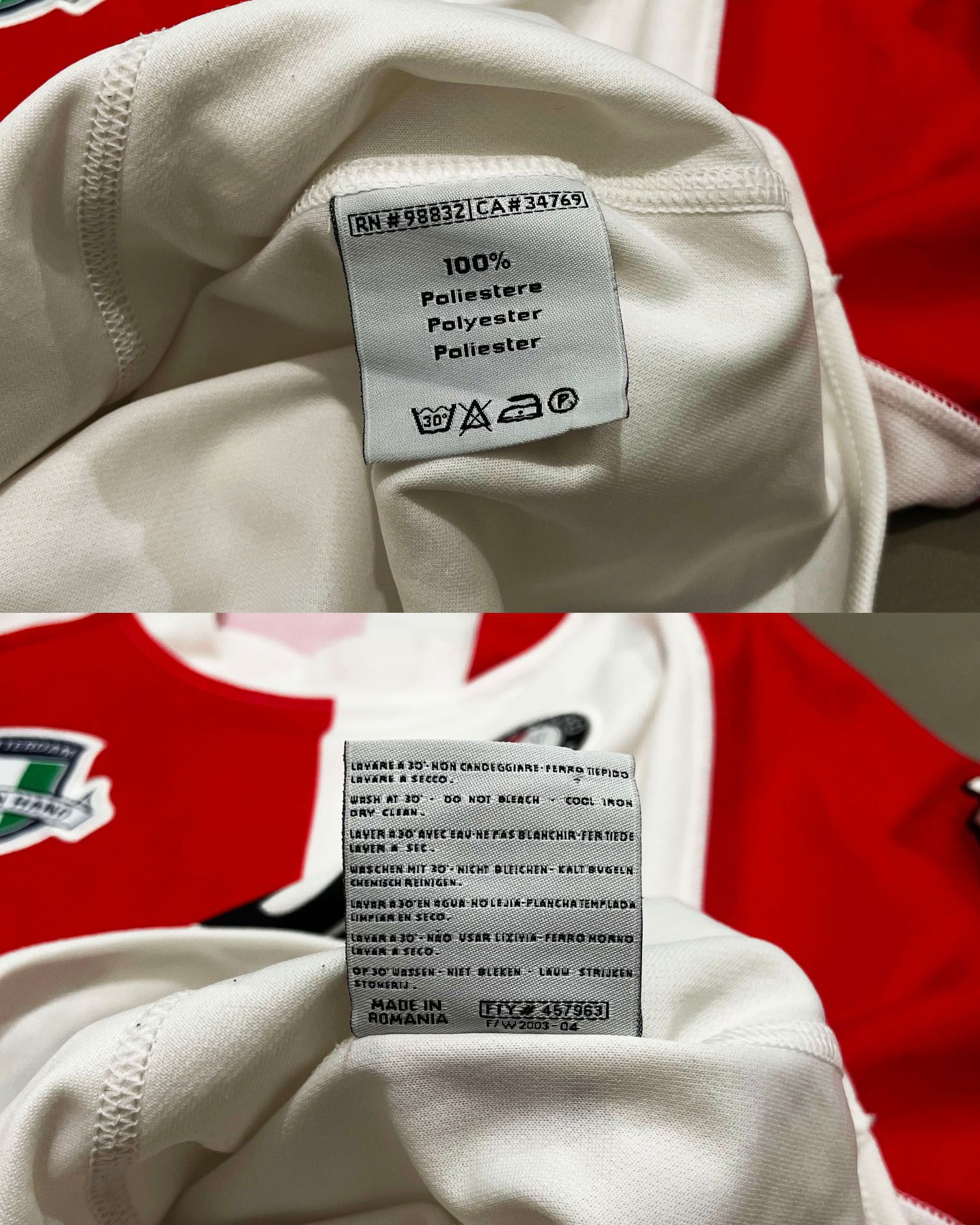 Kappa Feyenoord Home Kit 2003 2004 Size US XL / EU 56 / 4 - 9 Thumbnail
