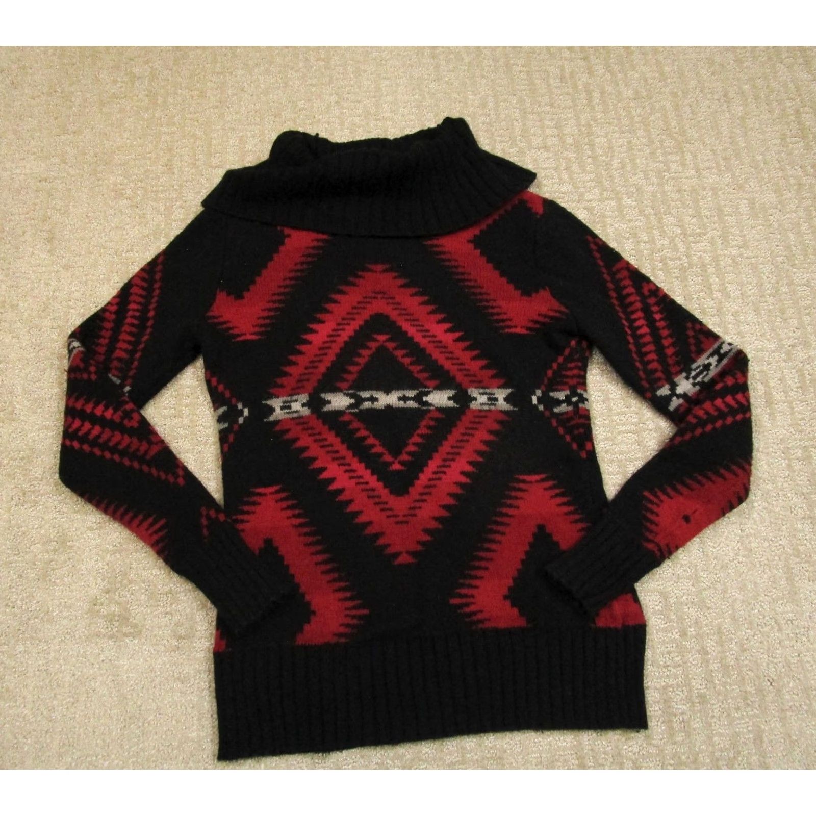 Ralph Lauren Lauren Ralph Lauren Sweater Women Small Black Aztec Turtleneck Pullover Geometric Style 90s? Size S / US 4 / IT 40 - 2 Thumbnail