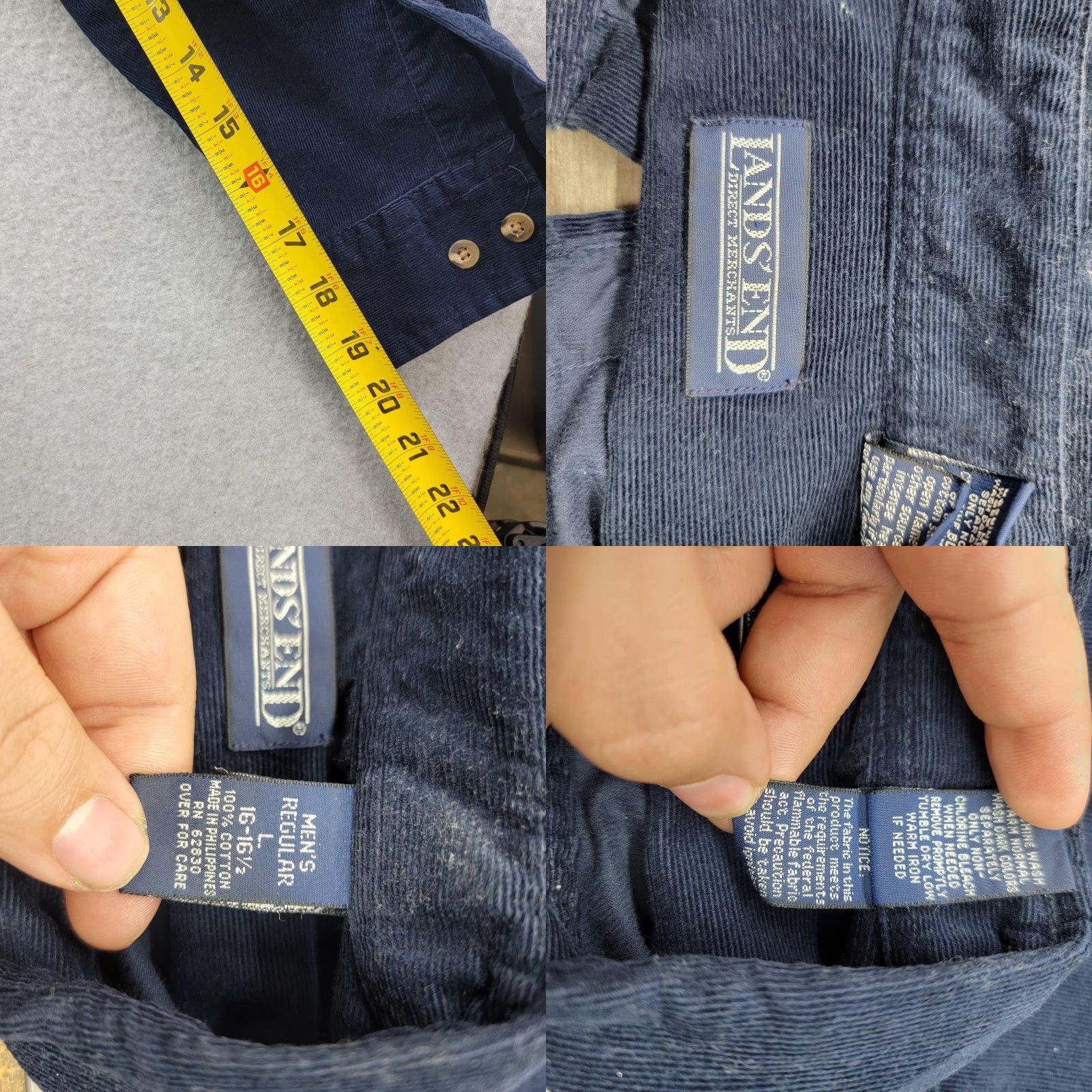 Lands' End Lands' End Shirt Mens Large Blue Corduroy Button Down Long Sleeve Casual Size US L / EU 52-54 / 3 - 8 Thumbnail