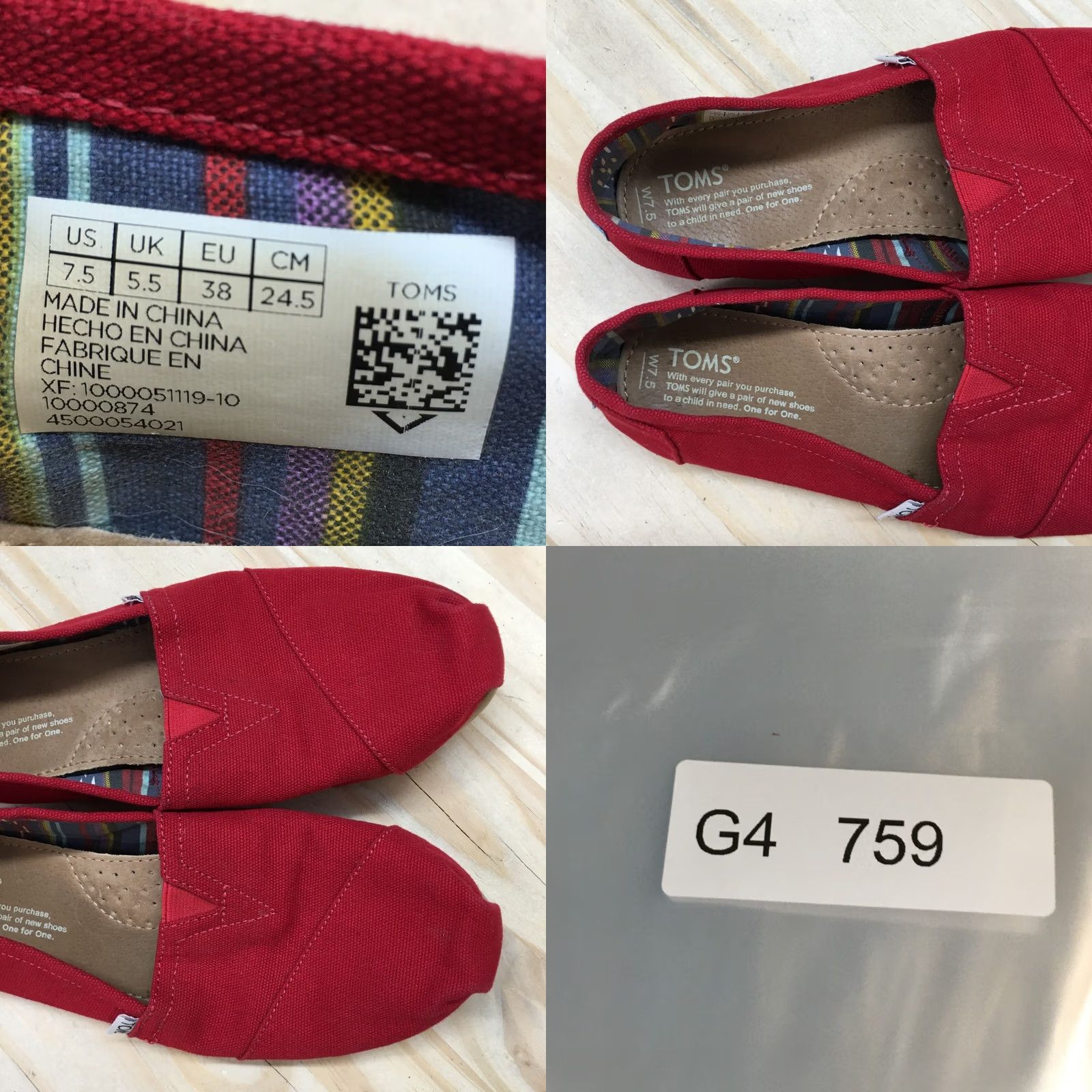 Toms TOMS Loafer Womens 7.5 Red Alpargata Classic Slip On Casual Comfort Canvas Size US 8 / IT 38 - 9 Thumbnail