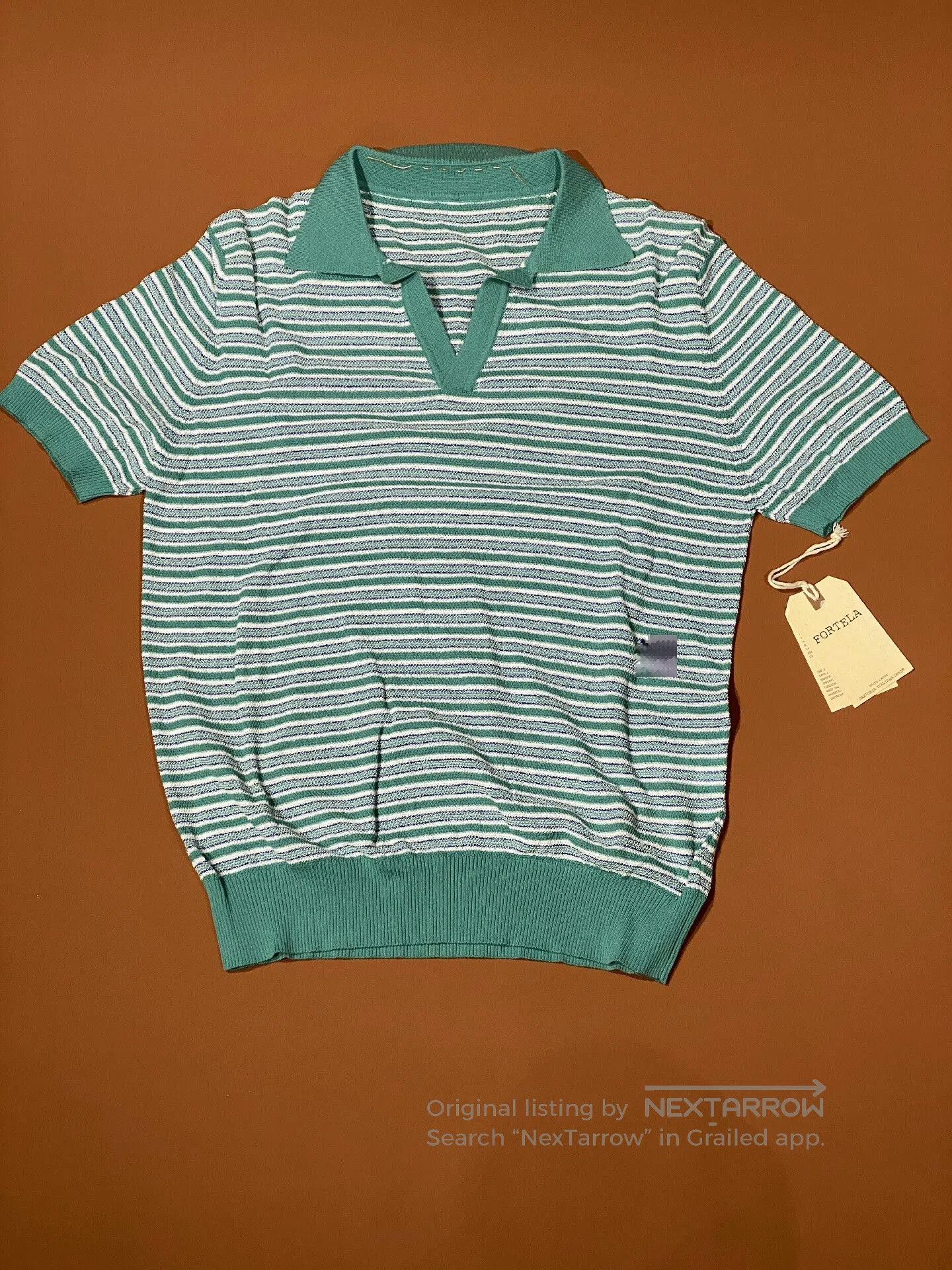 Fortela Fortela Italian Striped Knit Polo Shirt. Size US S / EU 44-46 / 1 - 2 Thumbnail