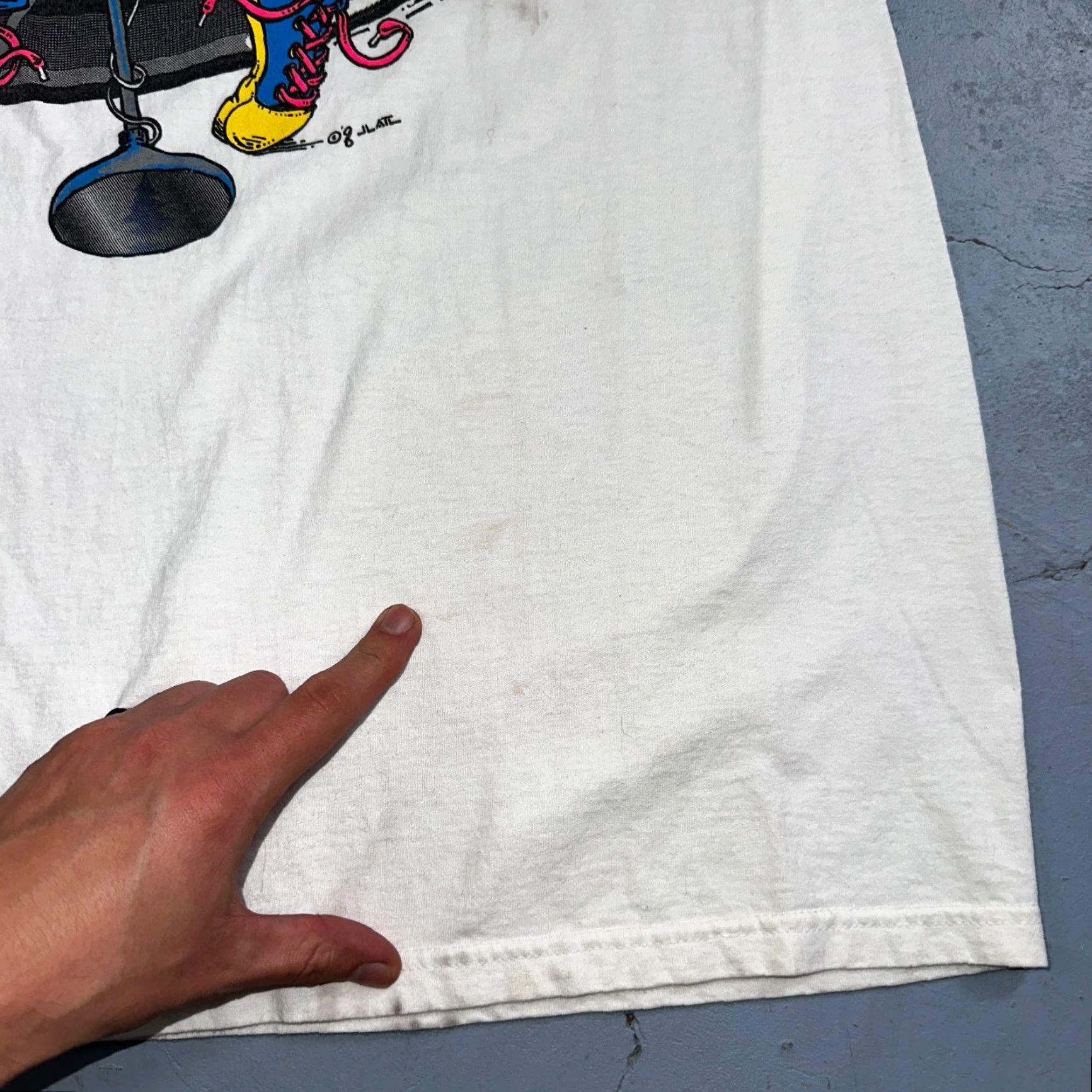 Jerzees VINTAGE Johnny Limbo SIGNED VTG T Shirt 90s Music Band Falmingo Funny Guitar Rock Vinyl Mens XL White Jerzees Graphic Print 70s 80s 90s Shirt Size US XL / EU 56 / 4 - 5 Thumbnail