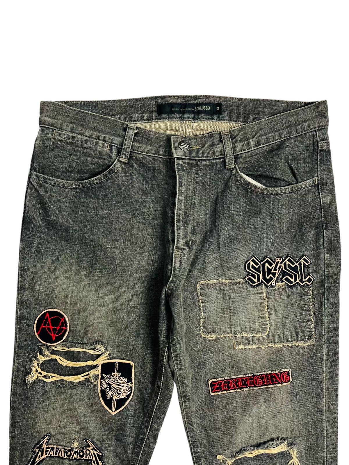 If Six Was Nine 2000s Schlussel - Mudwash Patchwork Flared Denim Size US 30 / EU 46 - 5 Thumbnail