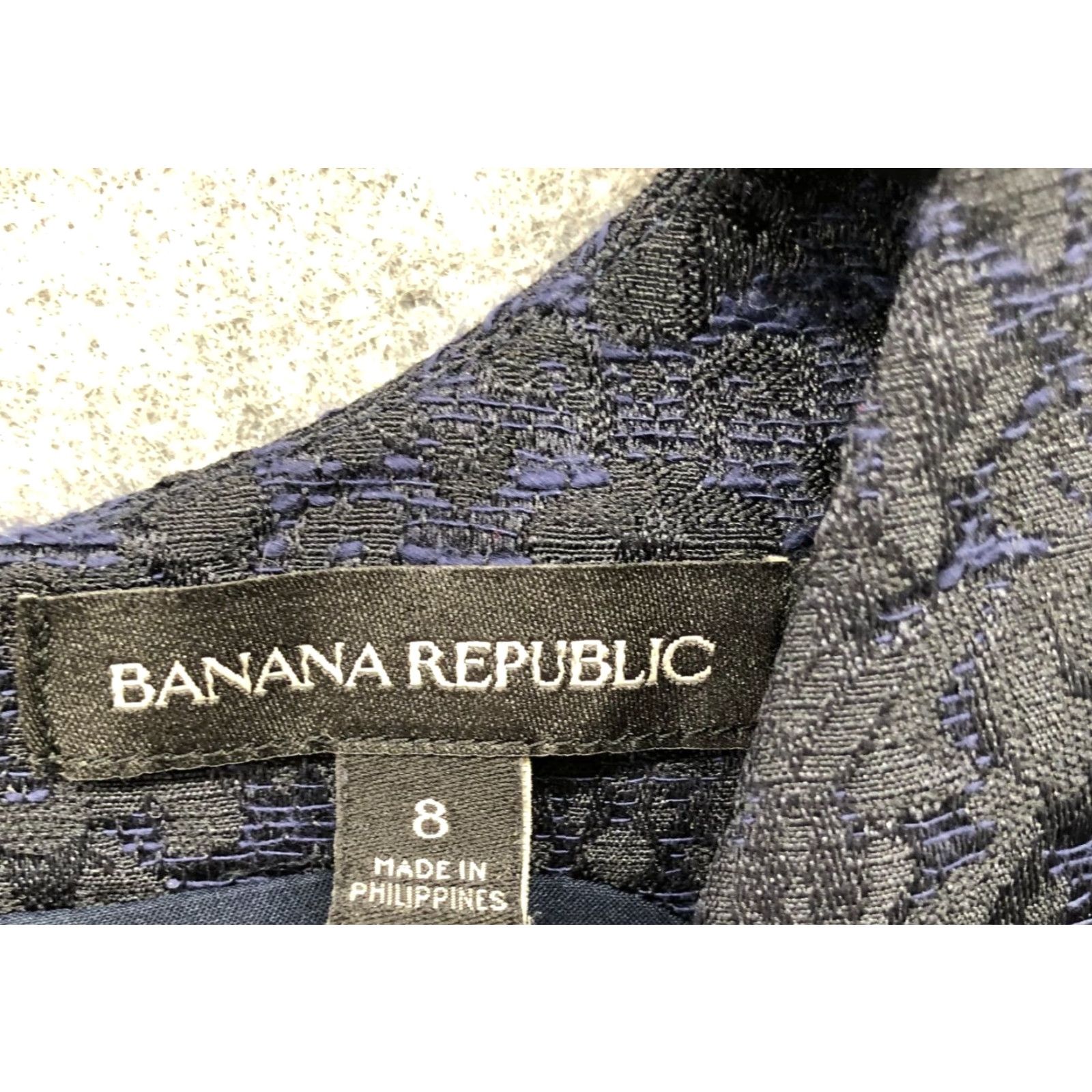 Banana Republic Banana Republic Dress Sleeveless Pleated Jacquard A-Line Navy Blue 8 V-Neck Knit Polyester Blend Womens Size M / US 6-8 / IT 42-44 - 5 Thumbnail