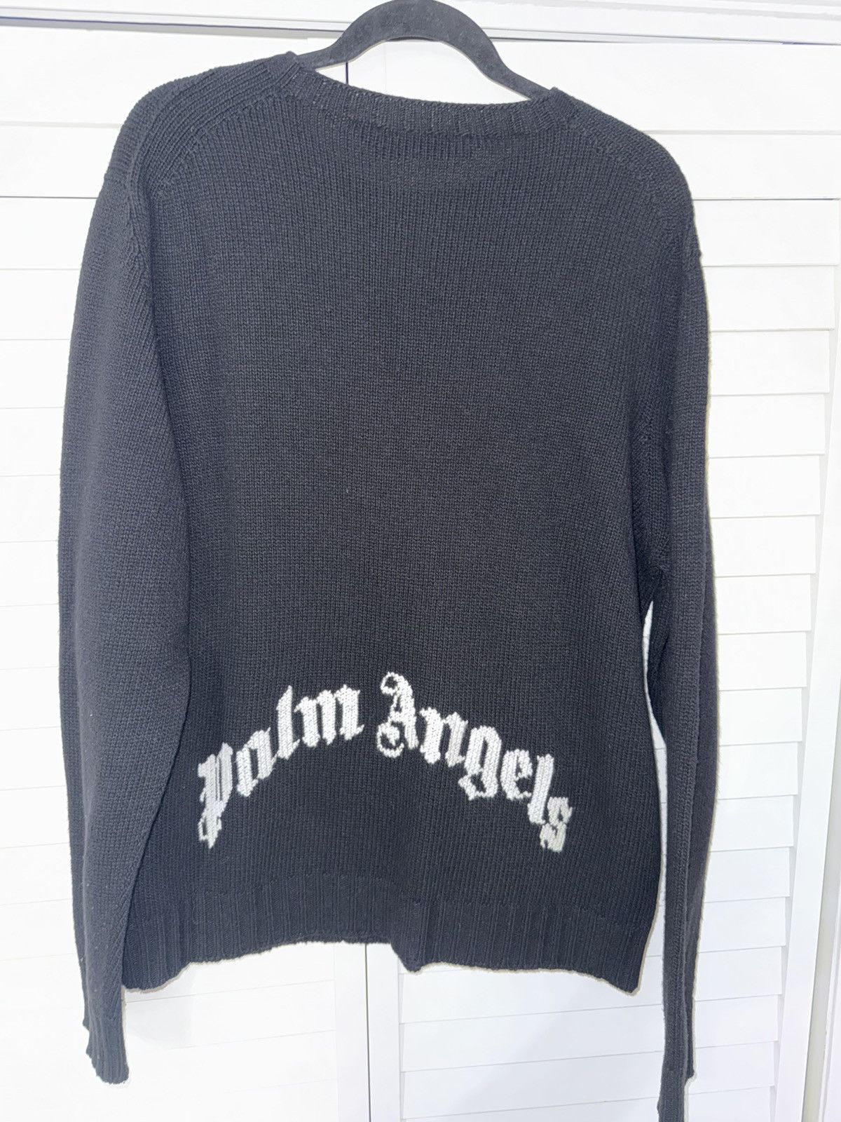 Palm Angels Palm Angels Black Knit Sweater – Gothic Logo Back Size US XL / EU 56 / 4 - 2 Thumbnail