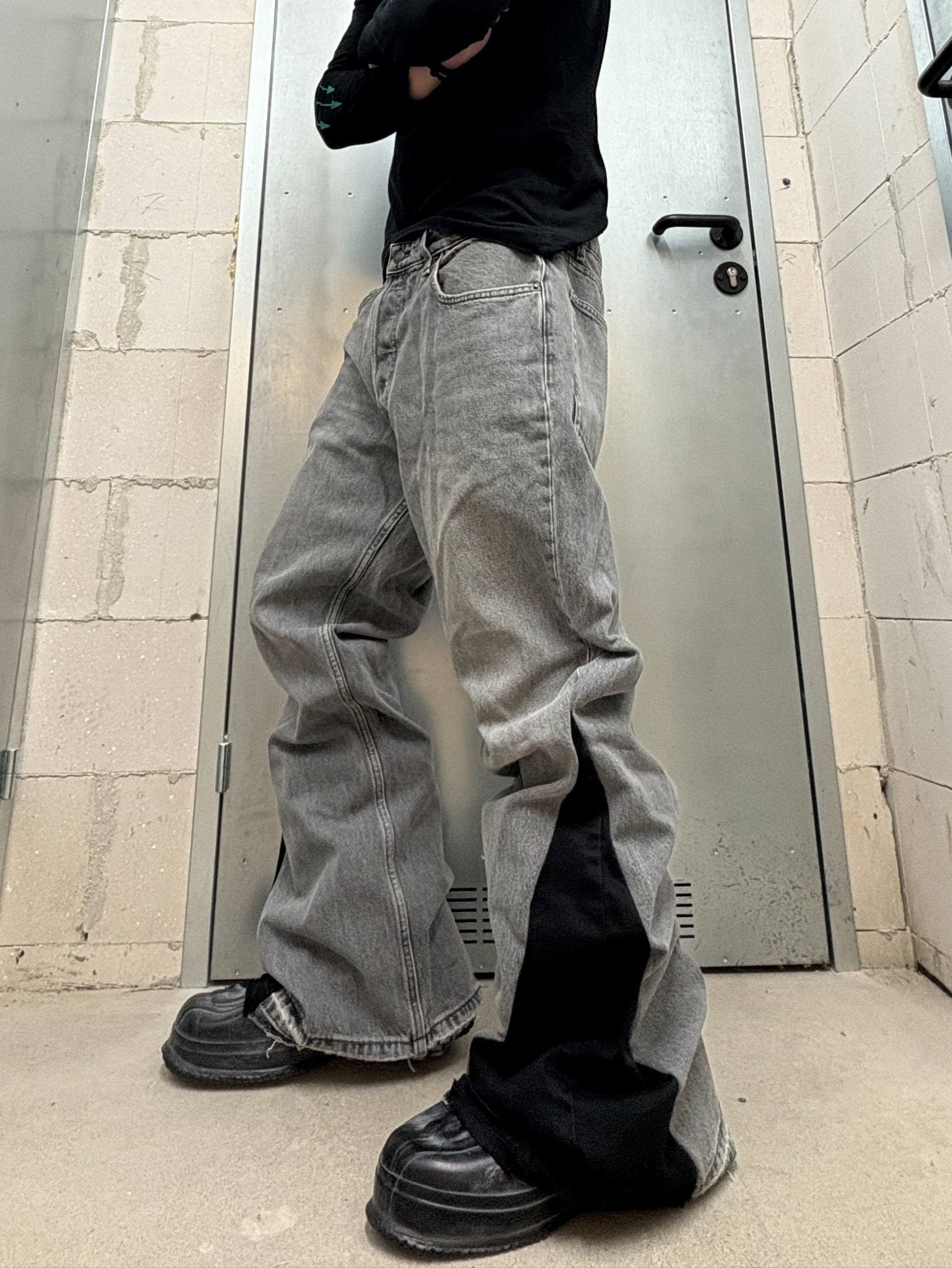 Japanese Brand Custom gray Baggy Distressed Jeans Painted Wide Leg Size US 32 / EU 48 - 2 Thumbnail