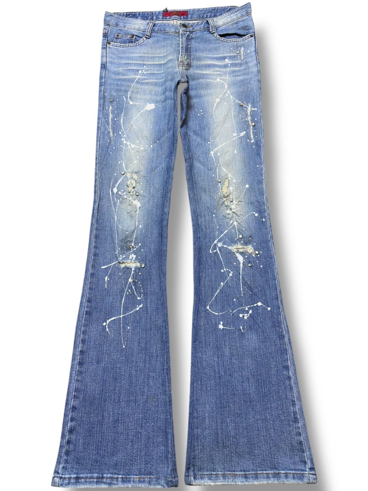 Le Grande Bleu (L.G.B.) Vintage Anion Flare Faded paint Spaltter Blinker Denim Size US 30 / EU 46 - 1 Thumbnail