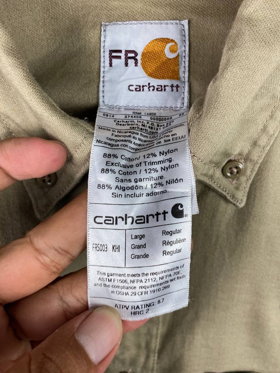 Carhartt carhartt flame resistant work shirt nice design Size US L / EU 52-54 / 3 - 7 Thumbnail