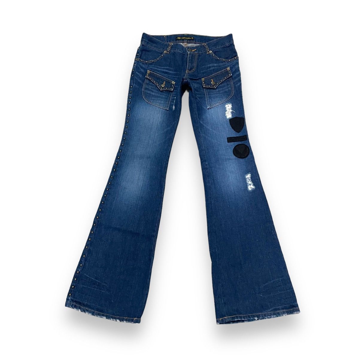 If Six Was Nine × Japanese Brand × Le Grande Bleu (L.G.B.) 🇯🇵 SUPER FLARE FLOW HAND JAM LOW RISE DENIM PANTS Size US 30 / EU 46 - 1 Thumbnail