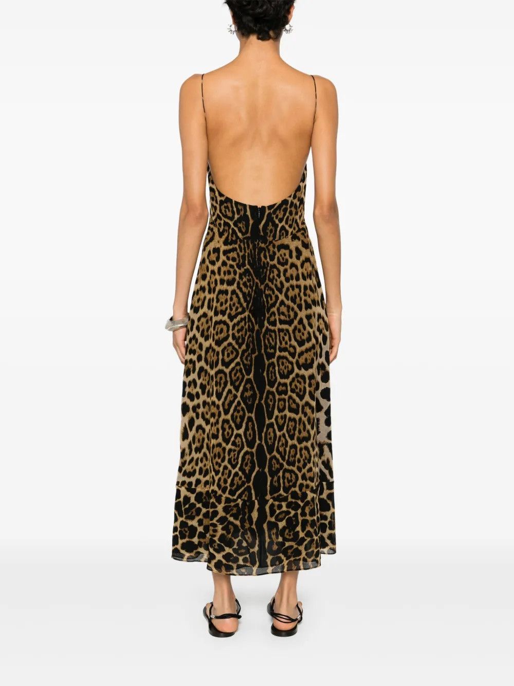 Saint Laurent Paris o1y0126 Midi Dress in Brown/Black Size L / US 10 / IT 46 - 4 Thumbnail