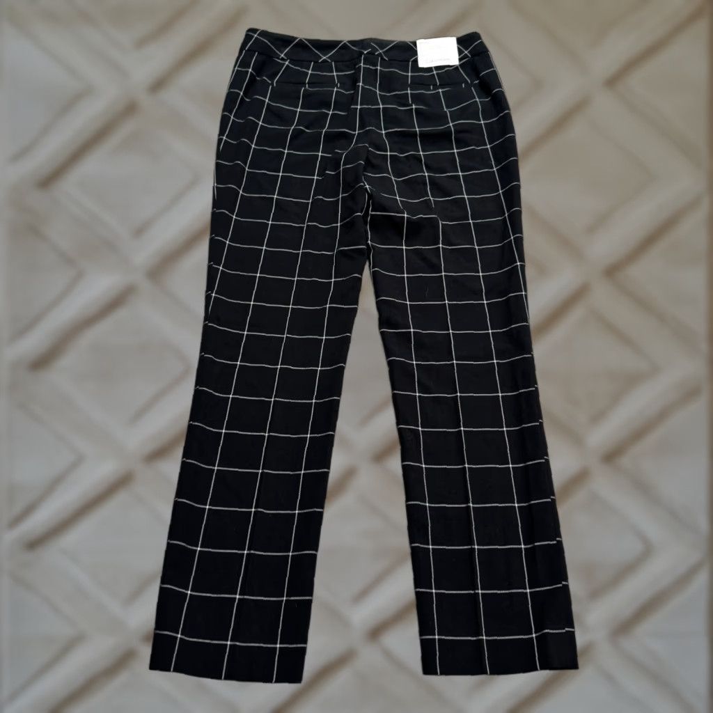 Calvin Klein Calvin Klein Windowpane Slim Fit Trouser Pants Womens 4 Black White Mid Rise NWT Size 27" / US 4 / IT 40 - 1 Thumbnail
