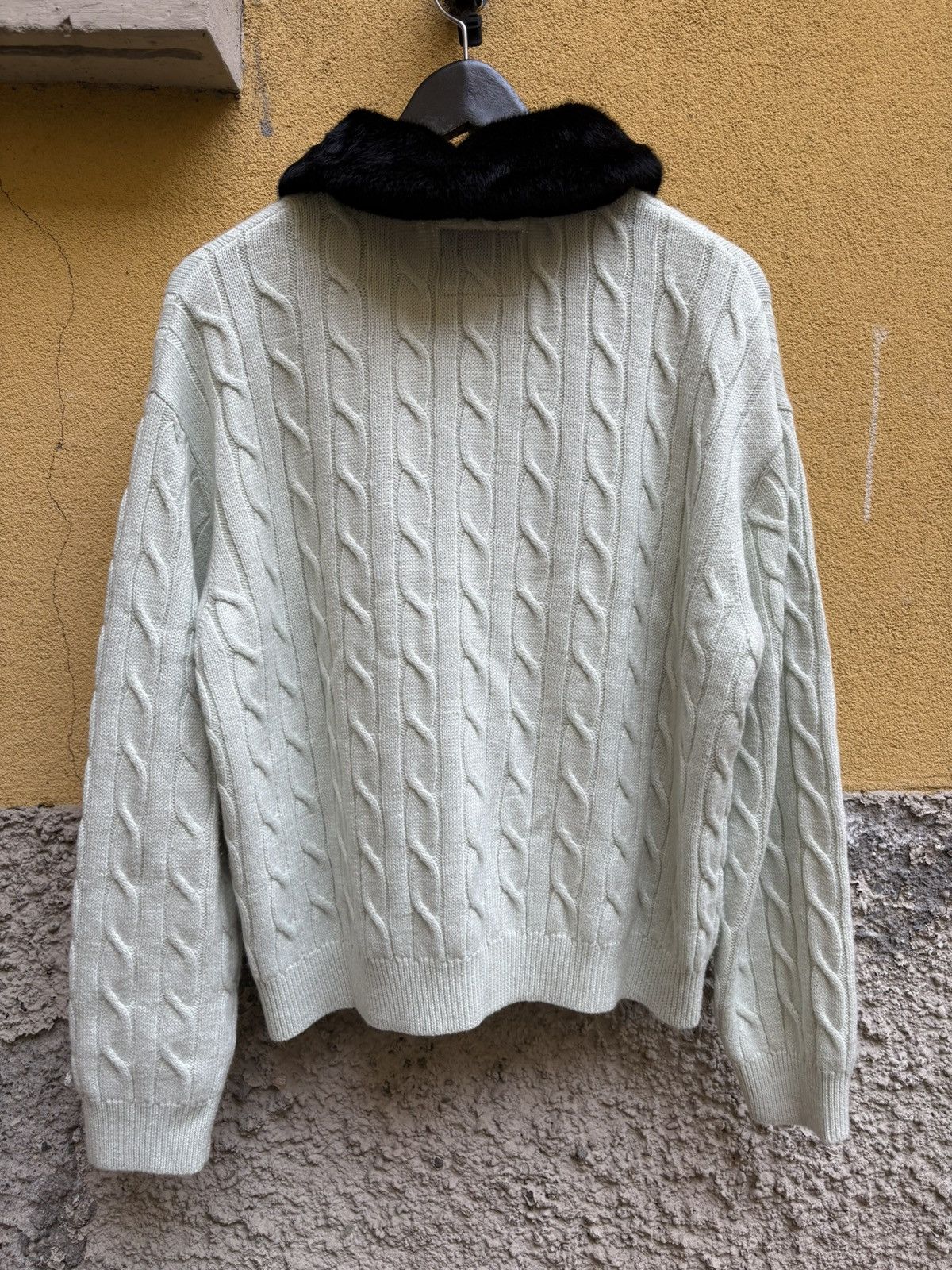 Golf le Fleur GOLF le FLEUR Faux Fur Collar Cable Knit Cardigan - Mint Size US S / EU 44-46 / 1 - 3 Thumbnail