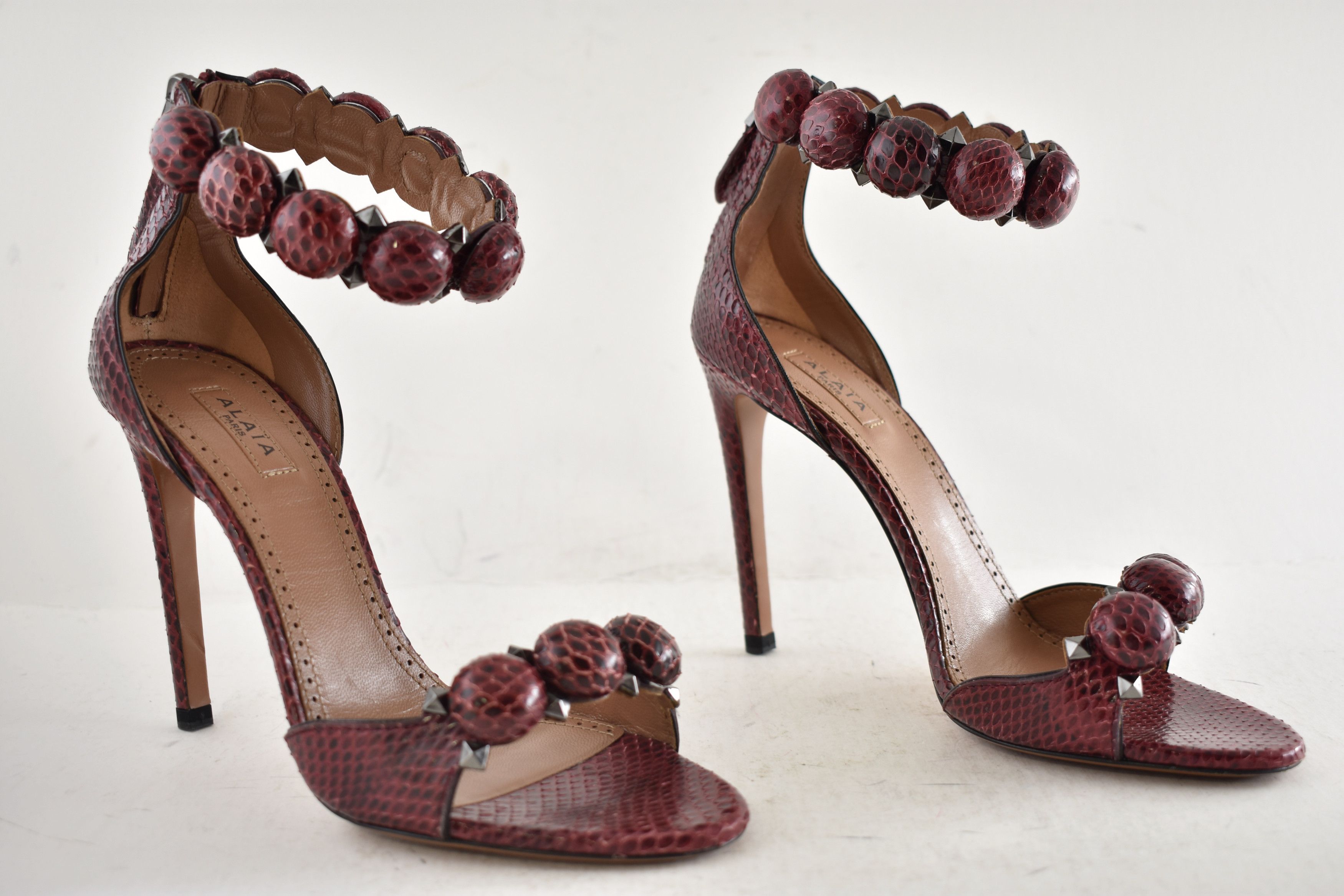 Alaia Alaia Bombe 110m Snakeskin Ankle Strap Sandal Heel Pump 36.5 Size US 6.5 / IT 36.5 - 3 Thumbnail