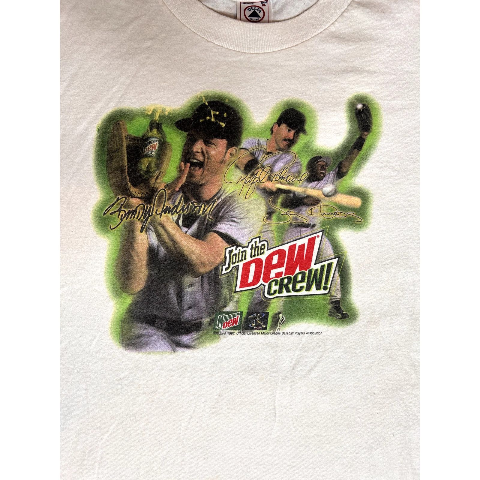 Delta × MLB × Vintage Vintage 90s Mountain Dew Crew MLB Baseball T-Shirt Size US XL / EU 56 / 4 - 3 Thumbnail