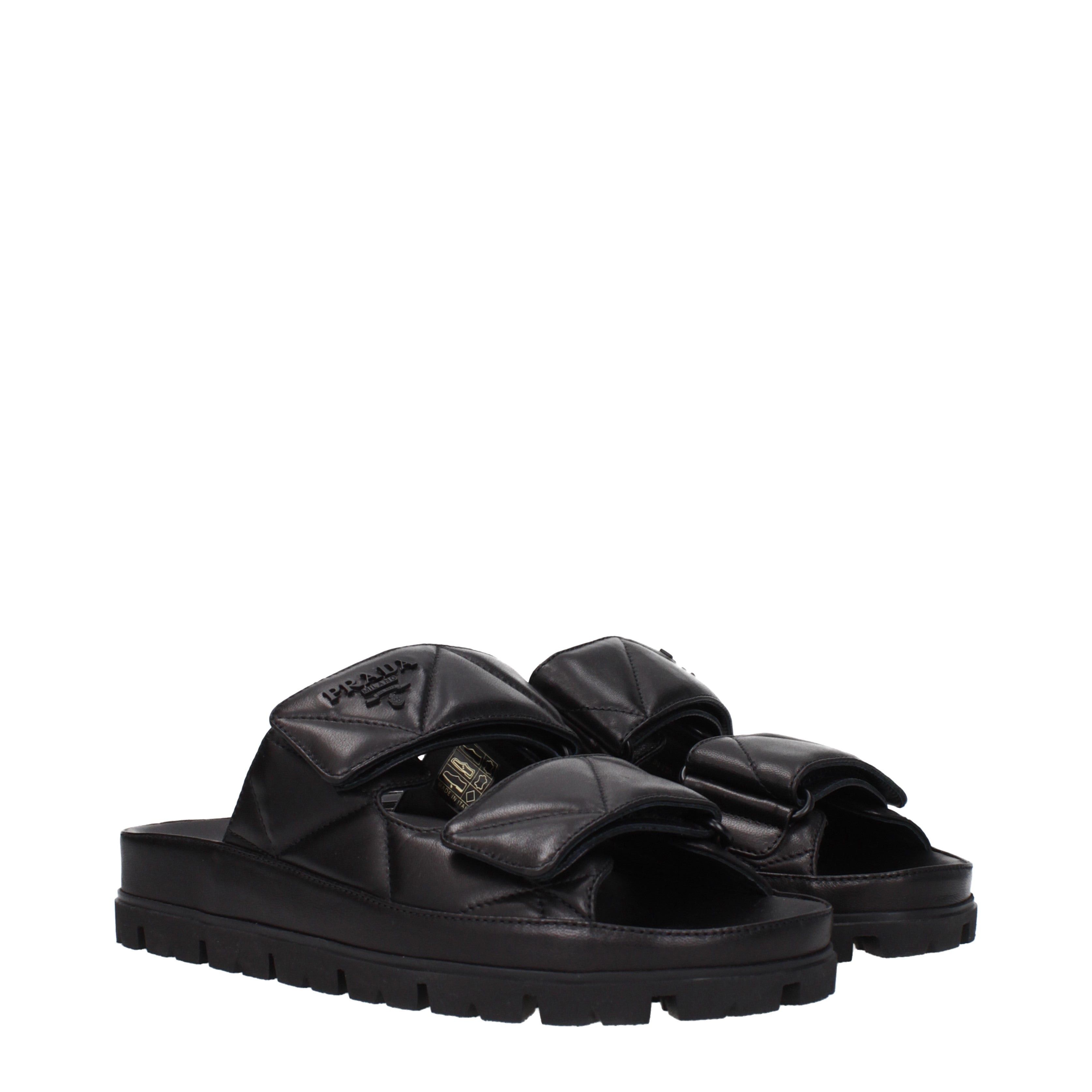 サンダル・ミュール Prada Leather And Crochet Slip-On Prada Leather and Crochet Slip-on | Grailed