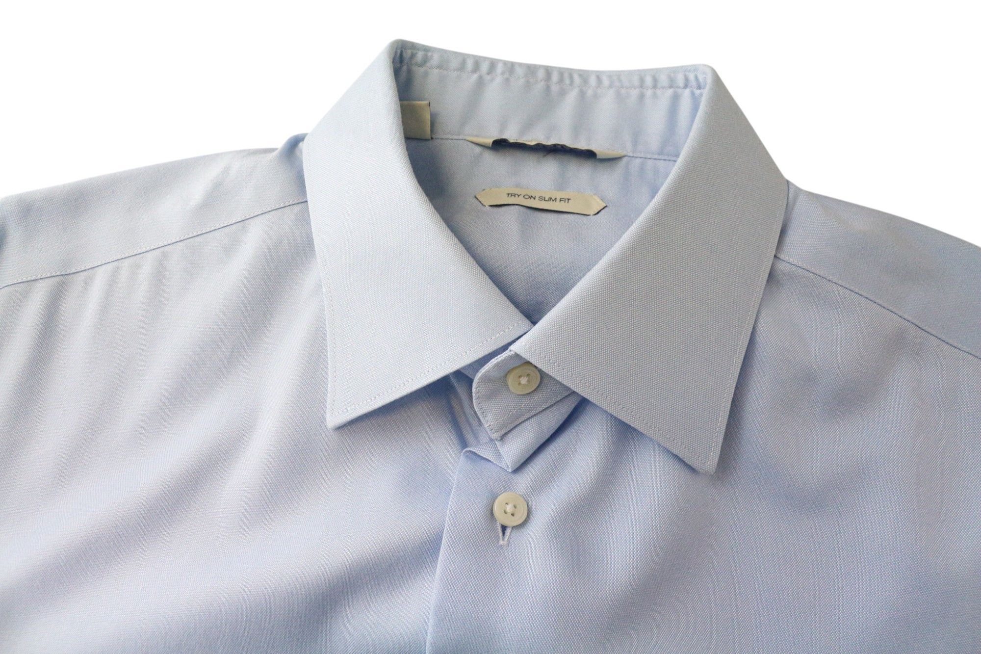 Suitsupply 41L/16L Slim Blue Cotton Button-Up Twill Shirt 78980 Size 42R - 3 Thumbnail