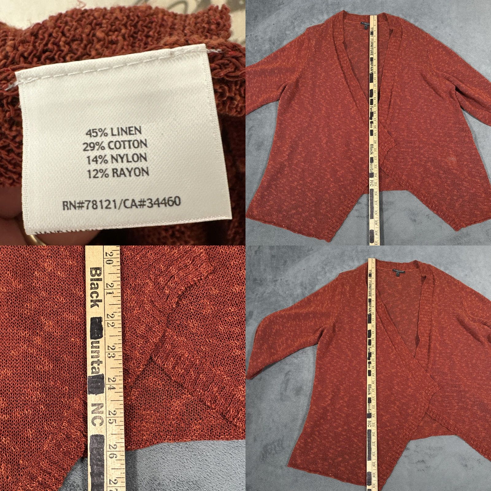Eileen Fisher Eileen Fisher Cardigan Sweater Womens 1X Rust Open Knit Lightweight Draped Bohemian Size XL / US 12-14 / IT 48-50 - 8 Thumbnail