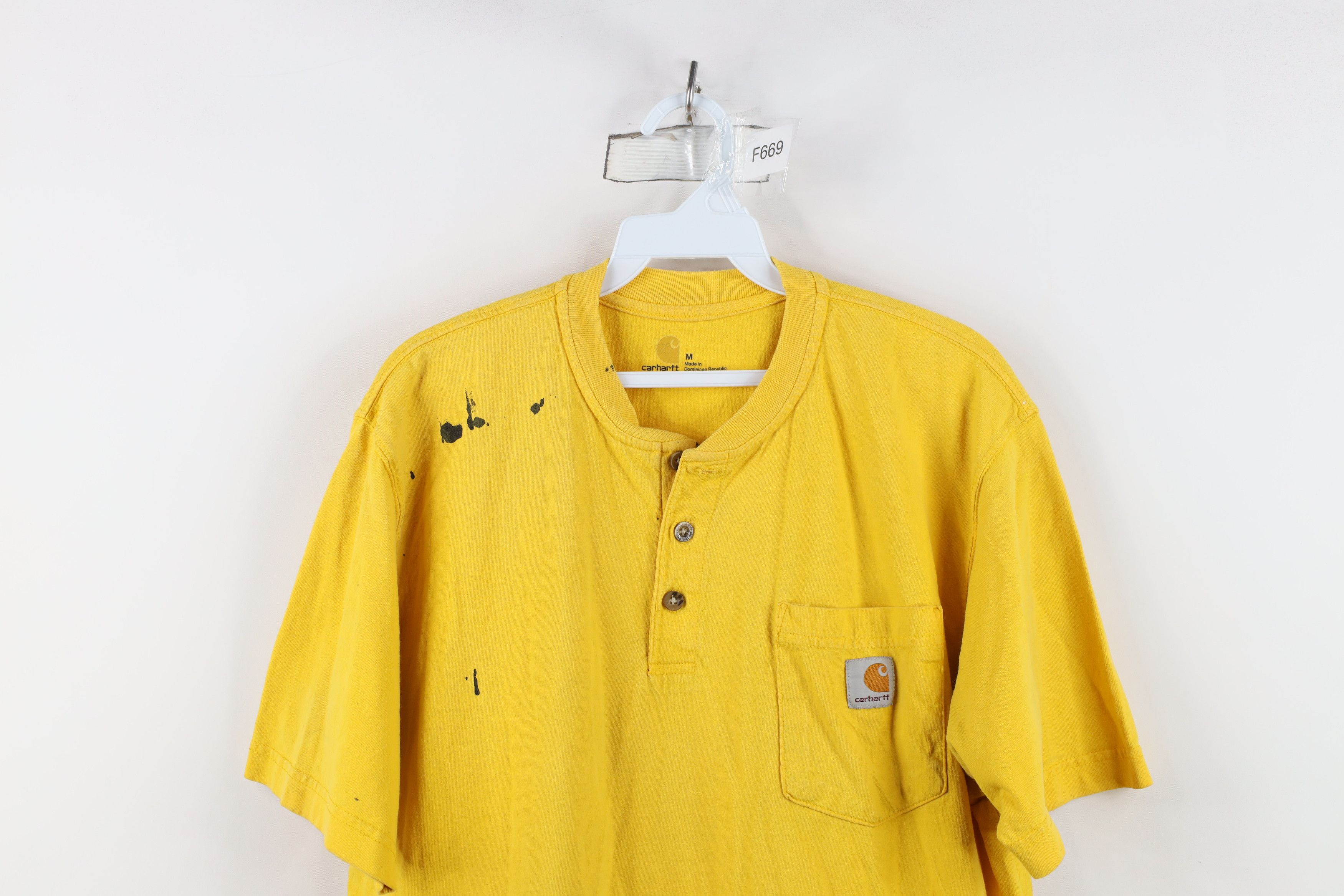 Carhartt Vintage Carhartt Spell Out Henley T-Shirt Cotton Yellow Size US M / EU 48-50 / 2 - 2 Thumbnail