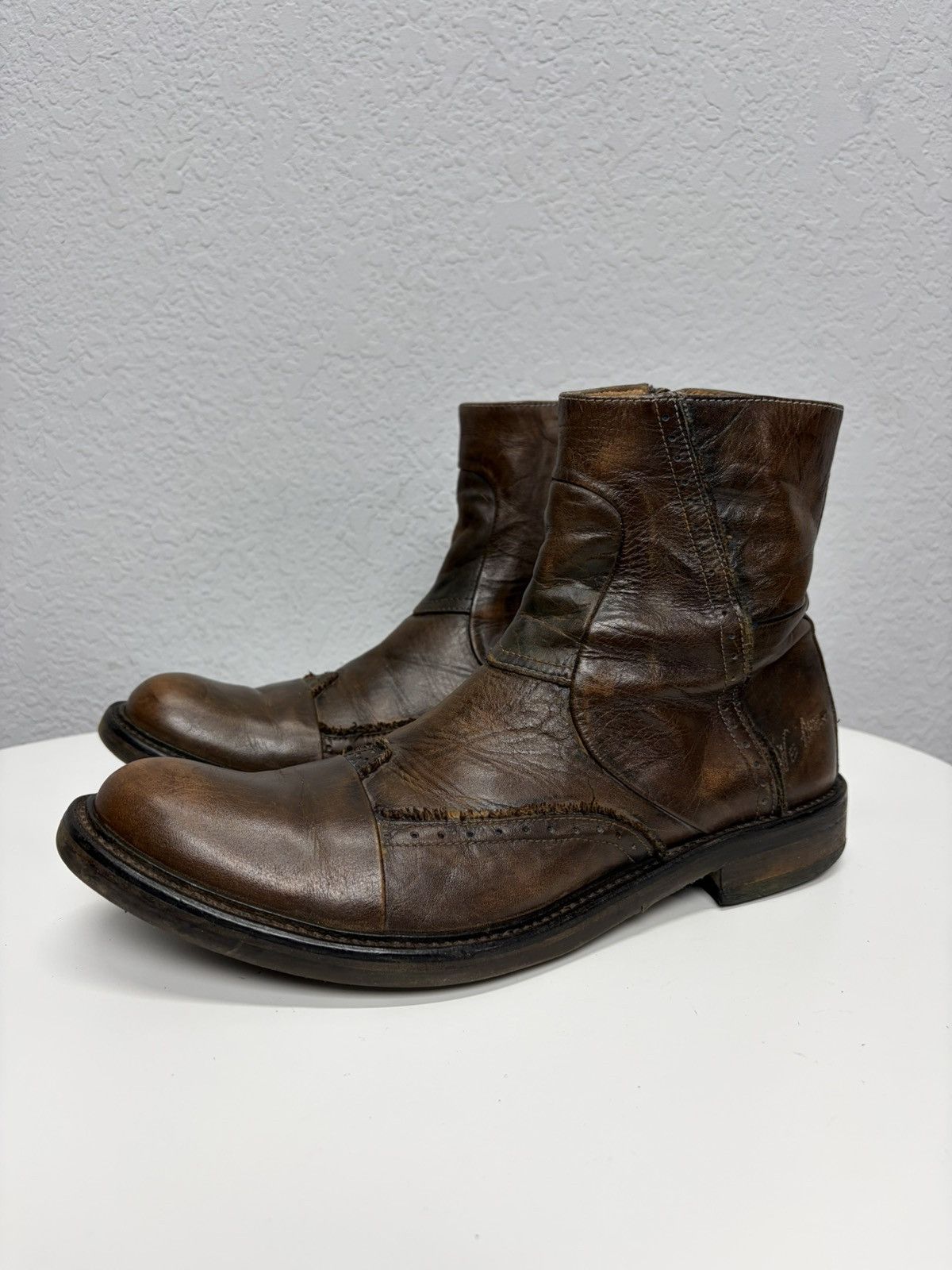 If Six Was Nine Vintage Italian AS 98 Rick Owens Style Leather Biker Boots Size US 9 / EU 42 - 1 Thumbnail