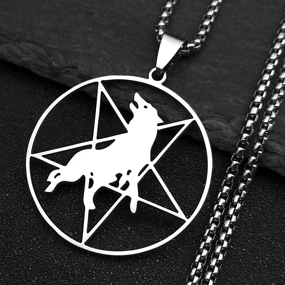 Jewelry Pentagram Wolf Pendant Charms Necklace Emblem Talisman Size ONE SIZE - 1 Thumbnail